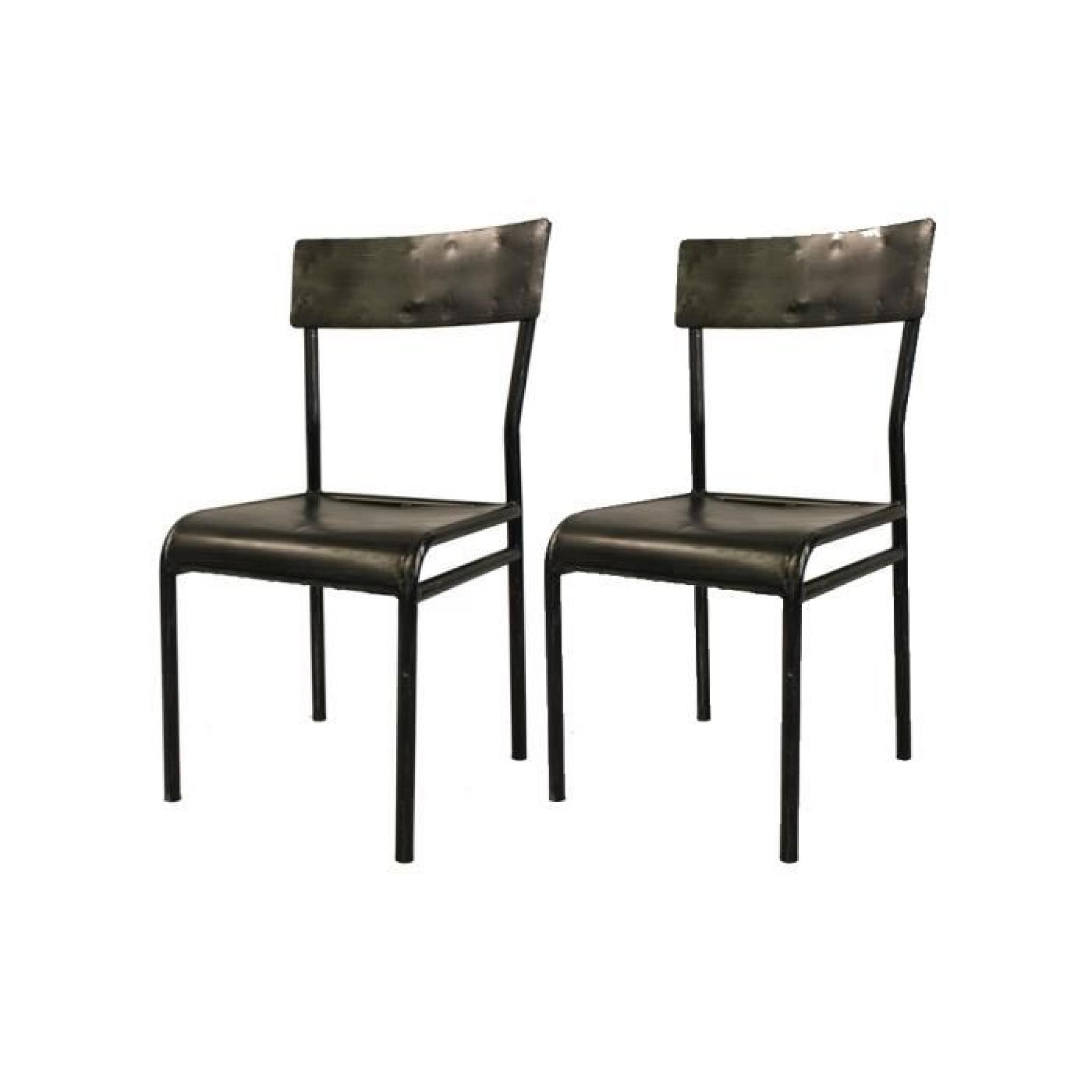 Lot de 2 chaises ESTHER - métal - noir pas cher