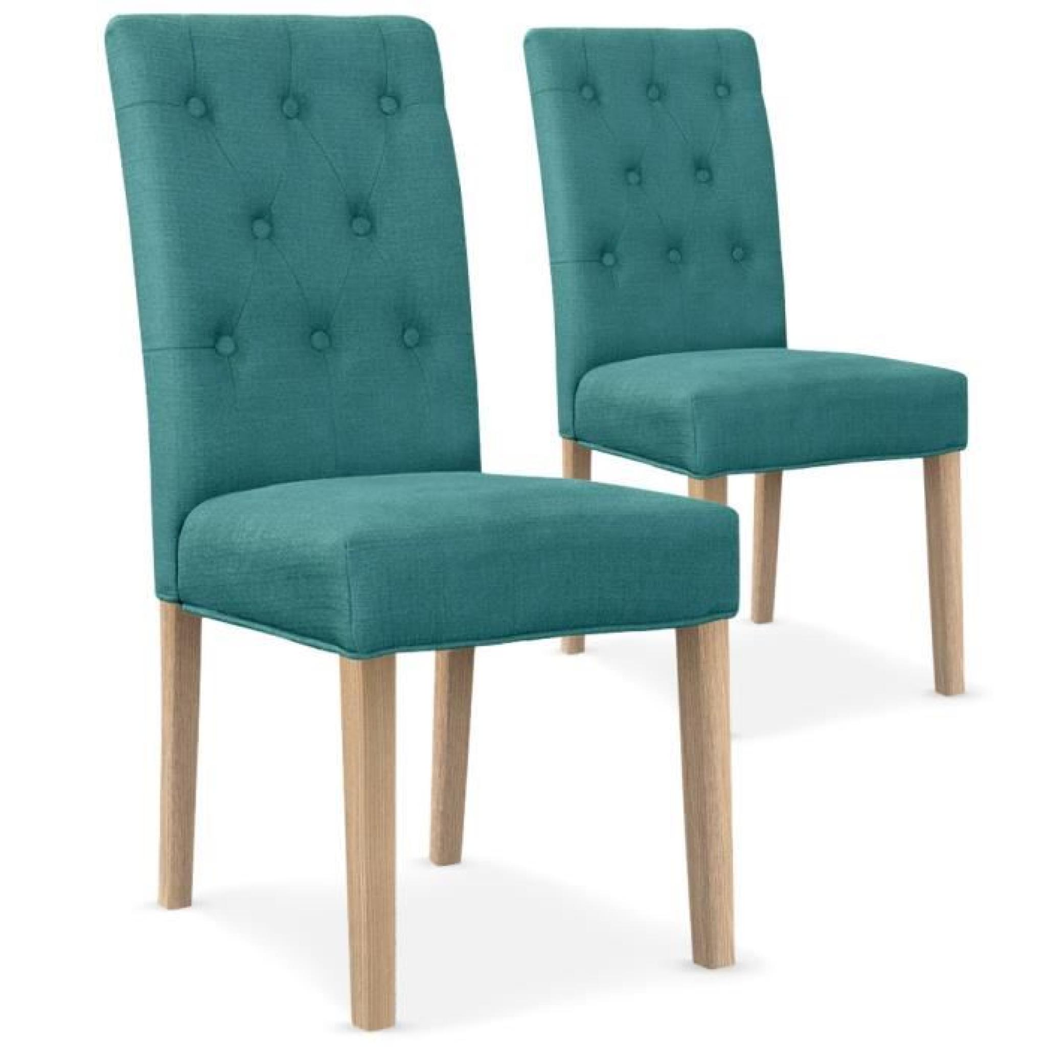 Lot de 2 chaises Gaya capitonnées en tissu bleu turquoise