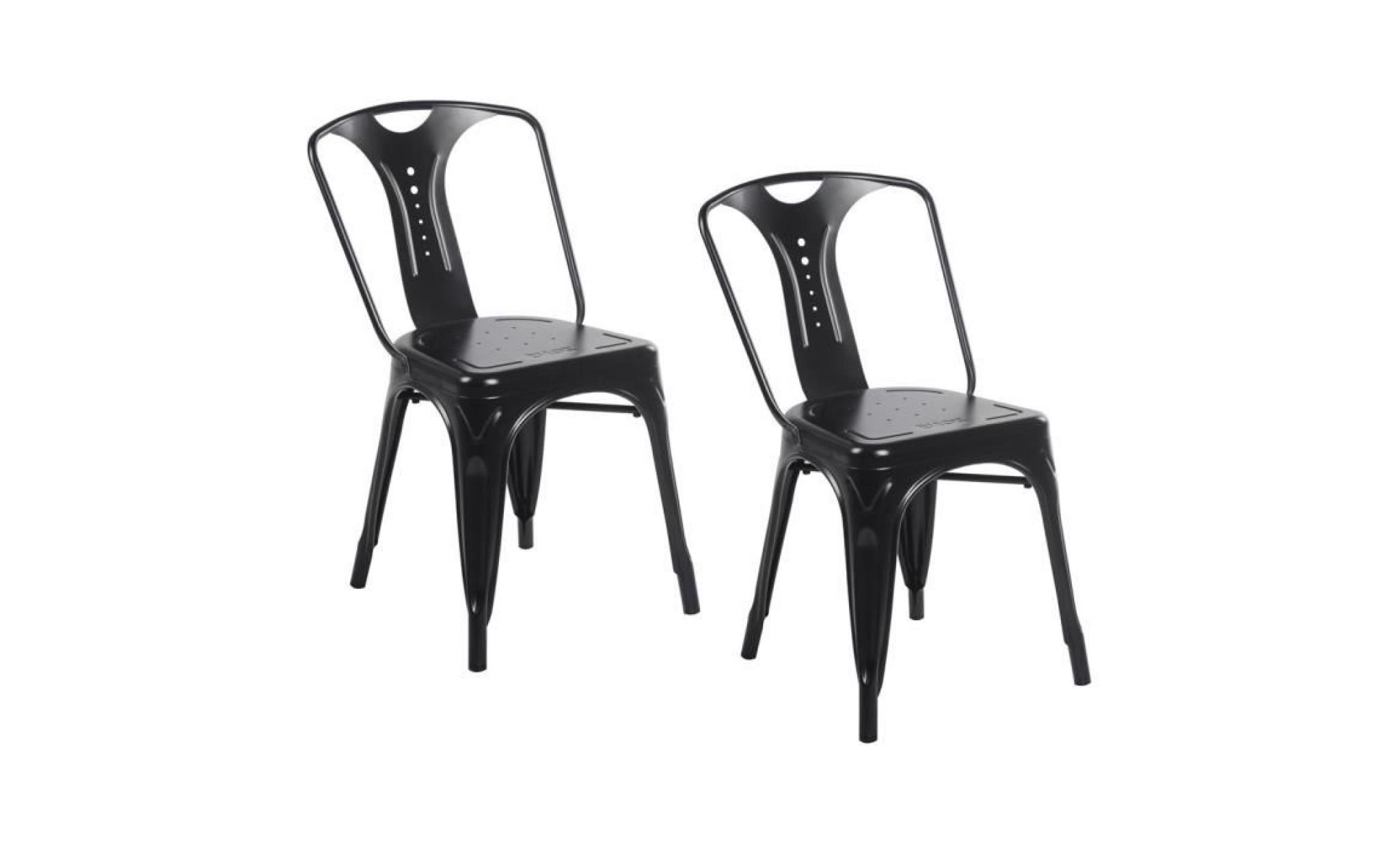 lot de 2 chaises industrielles zons noir 42x47xh78cm