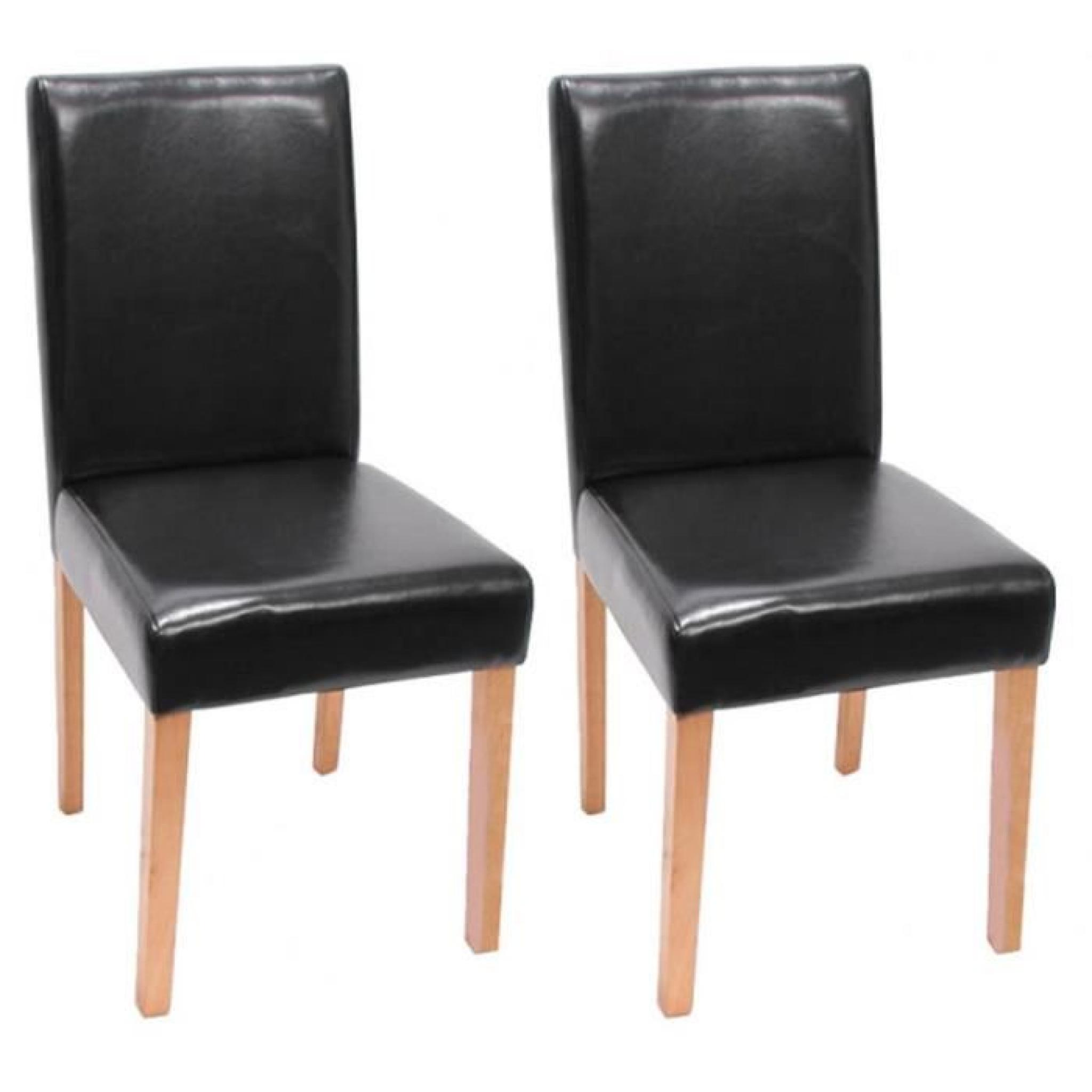Lot de 2 chaises Littau cuir noir, Dim : H90 x …