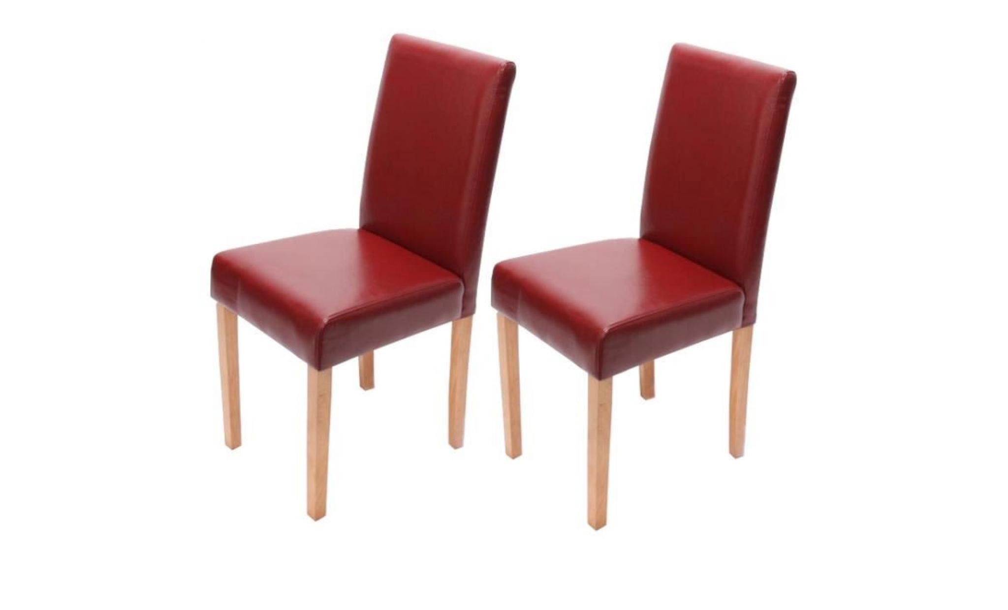 Lot de 2 chaises Littau en cuir coloris rouge