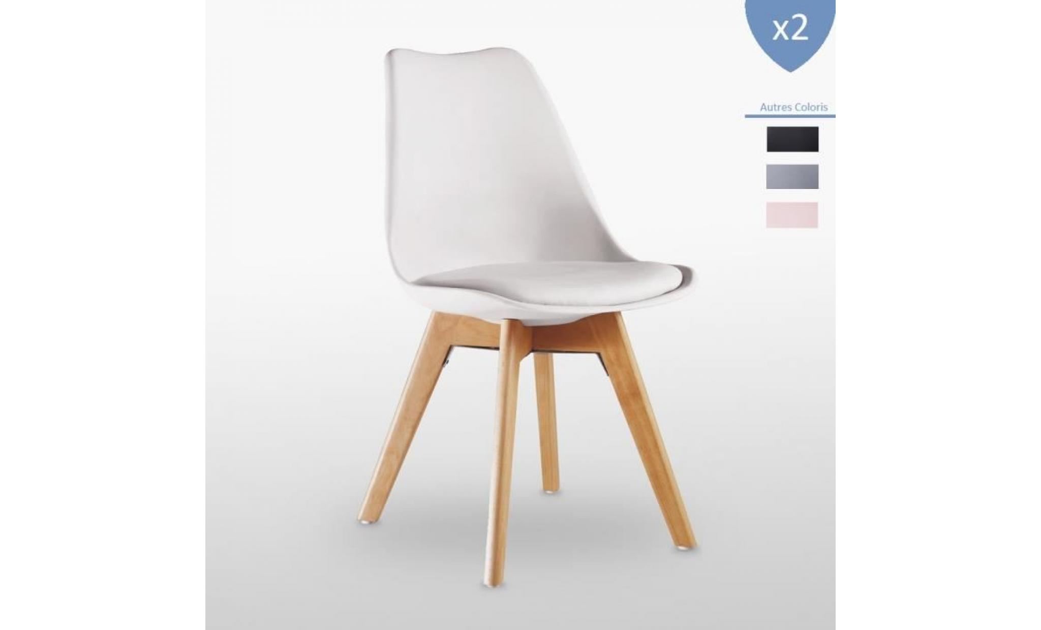 lot de 2 chaises lorenzo style scandinave blanches