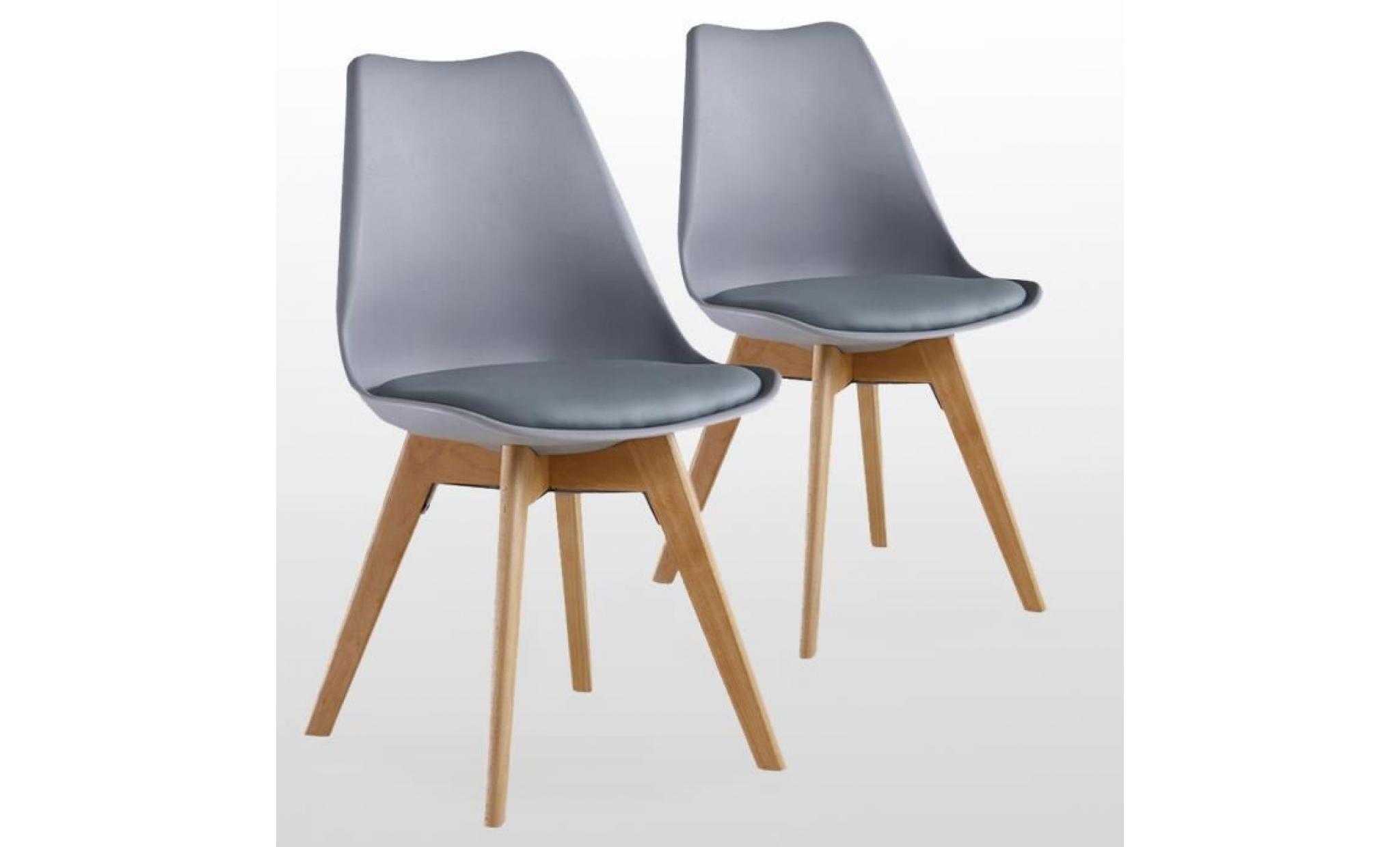 lot de 2 chaises lorenzo style scandinave grises