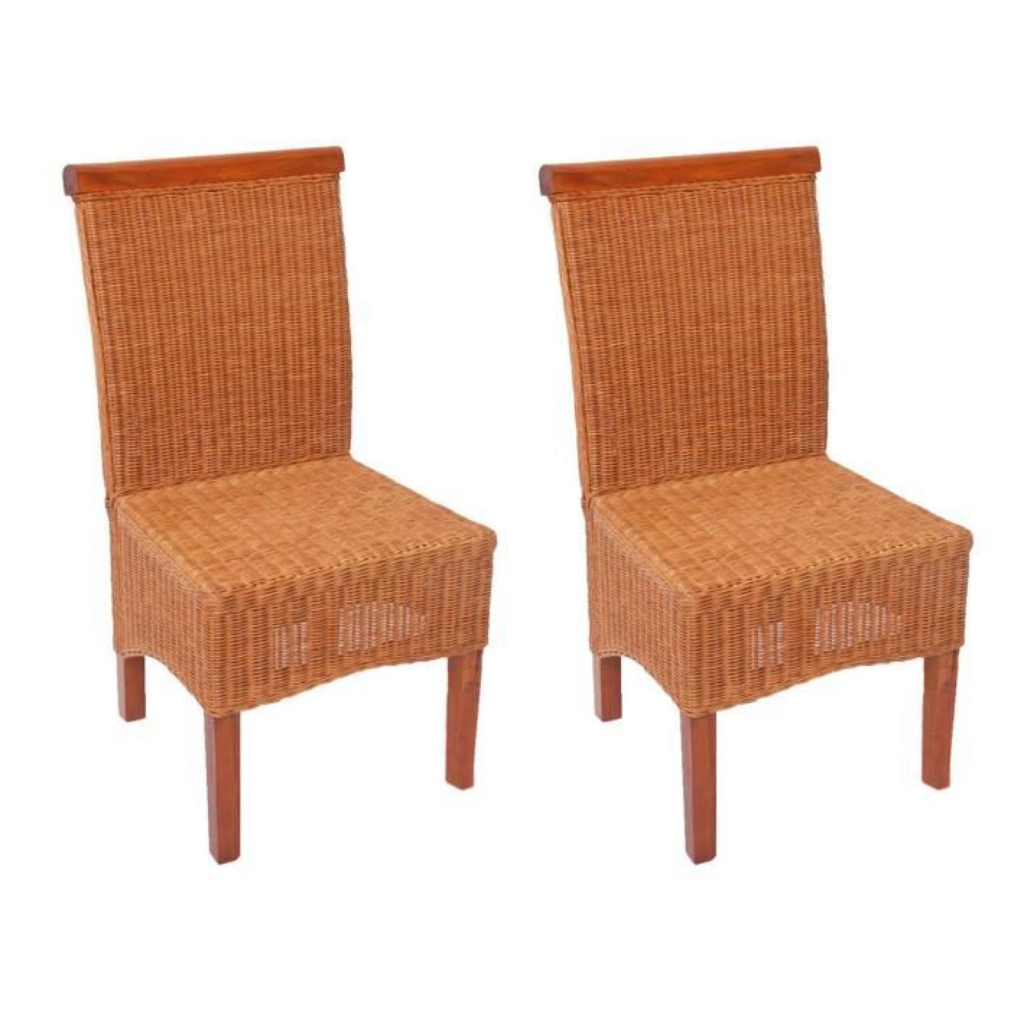 Lot de 2 chaises M42 salle à manger, rotin/bois, 46x50x96cm