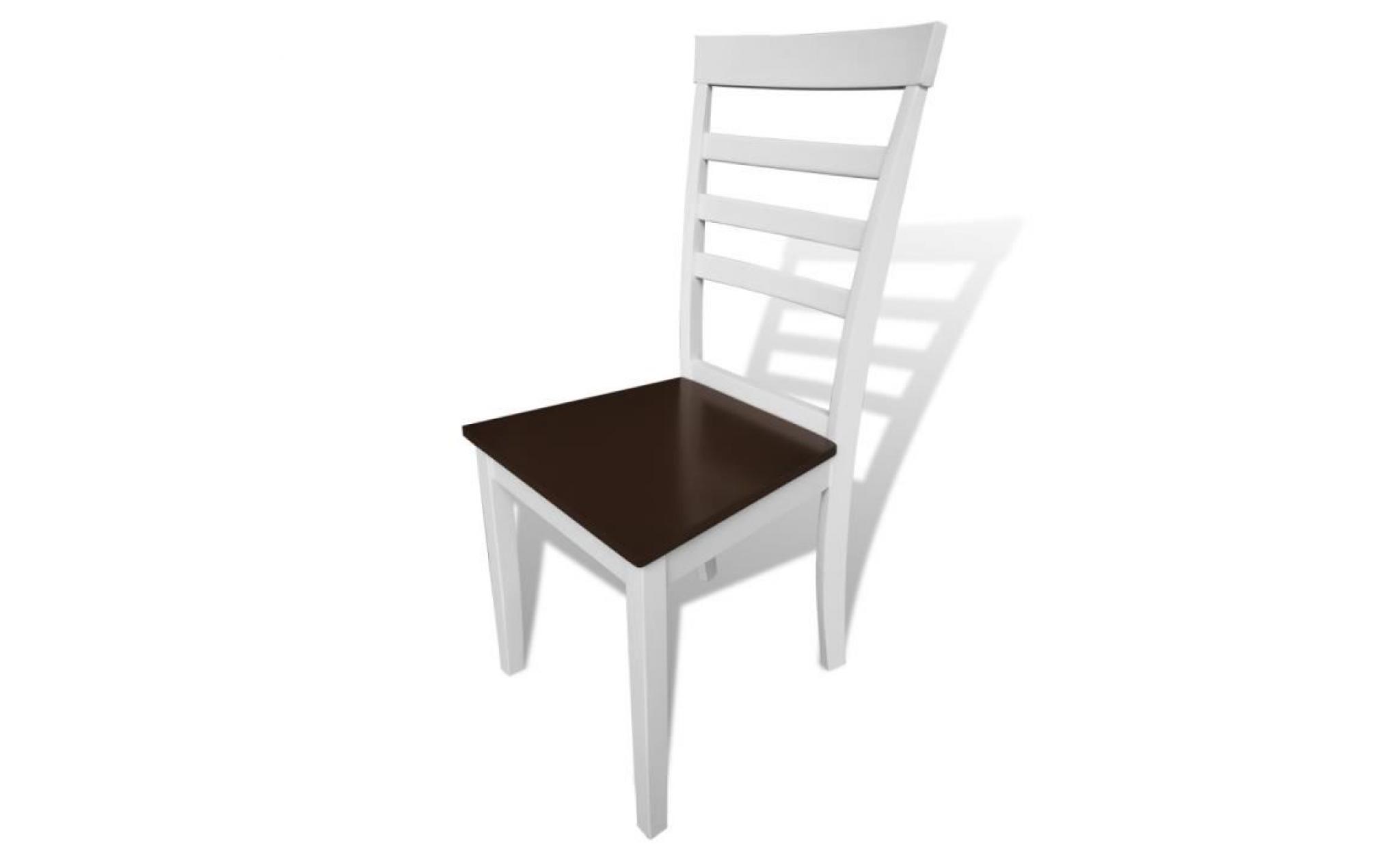lot de 2 chaises marron/blanc en bois massif pas cher
