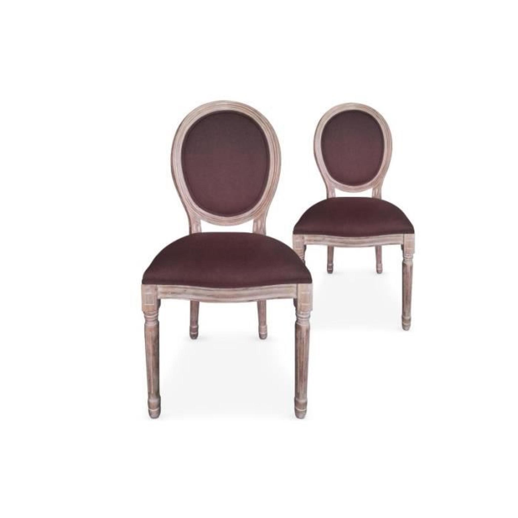 Lot de 2 chaises médaillon Louis XVI tissu rouge foncé