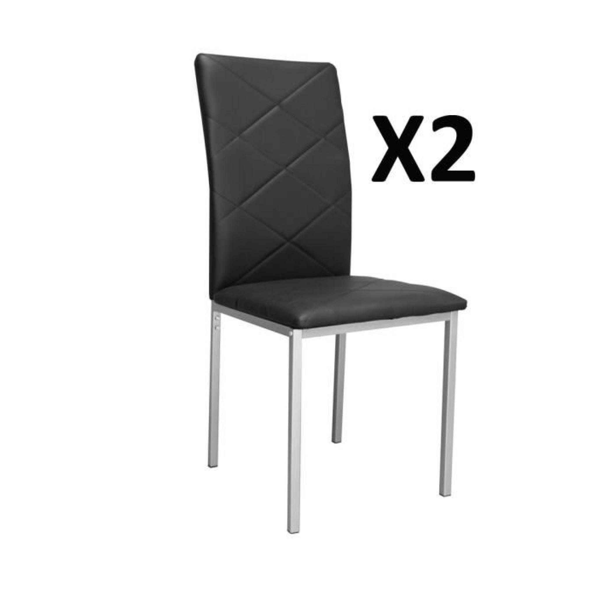 Lot de 2 Chaises noir Revêtement PU, 510 x 430 x 950 mm
