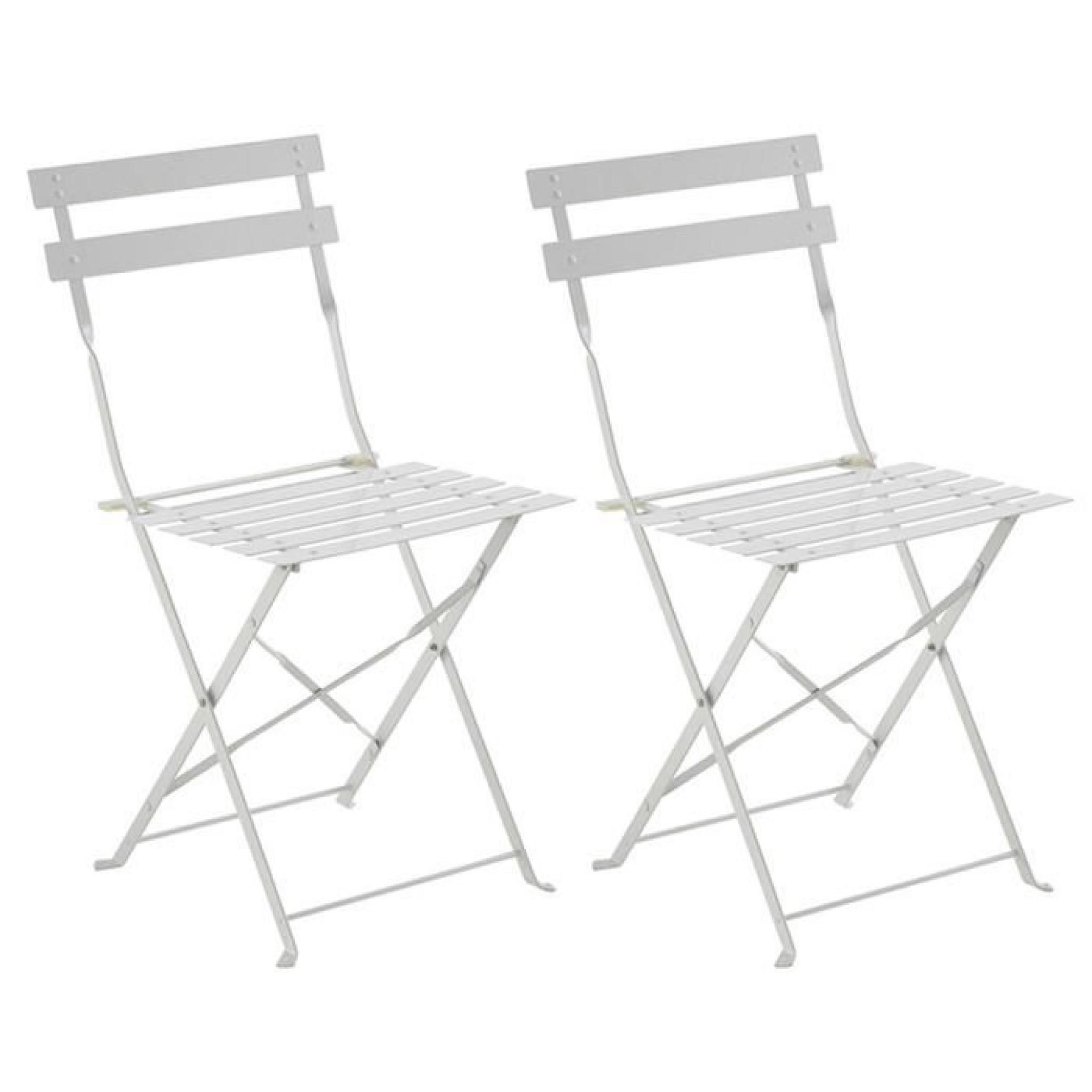 Lot de 2 chaises pliantes Elsa blanche en Acier, 42 x 47 x 81 cm