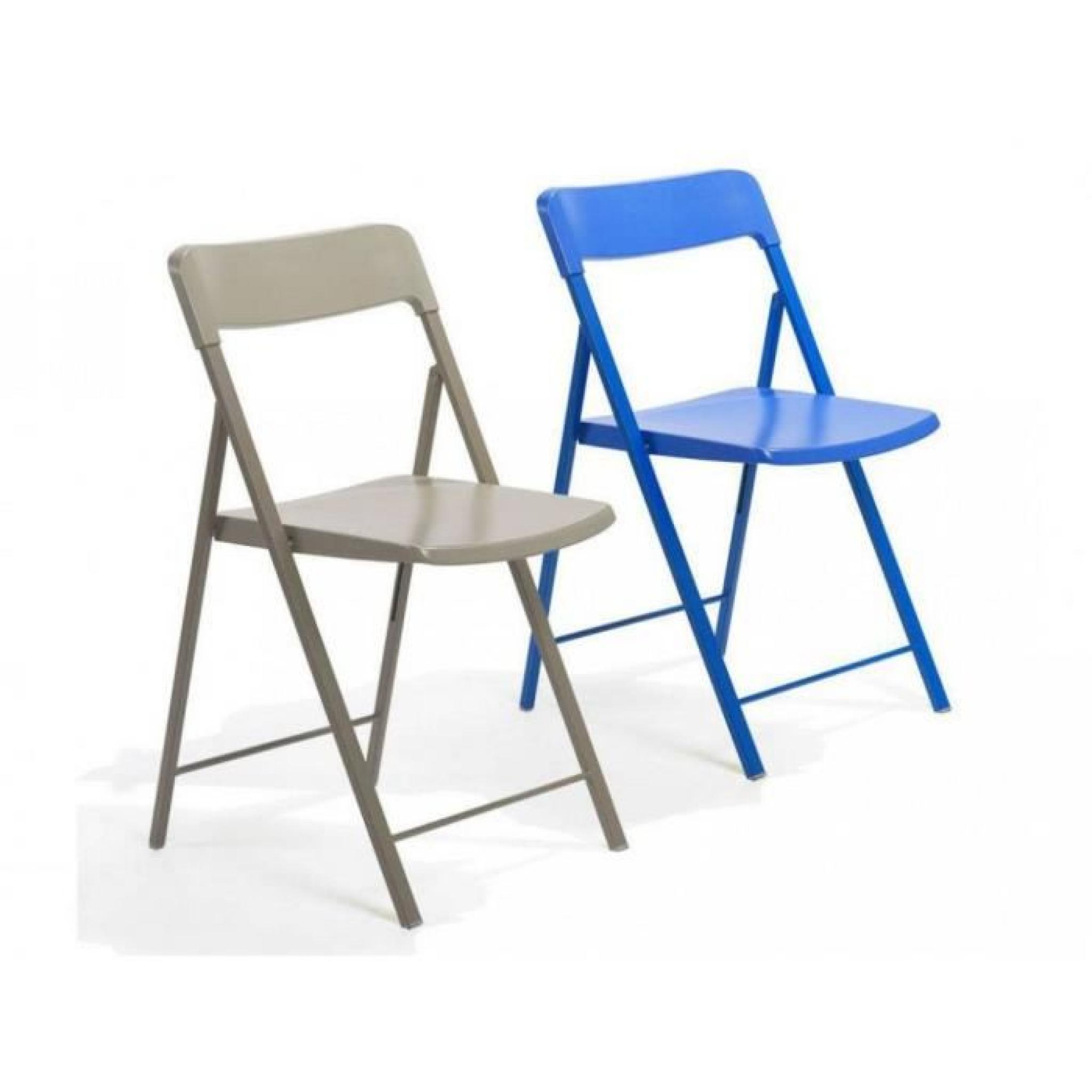 Lot de 2 chaises pliantes KULLY en plastique bleu pas cher