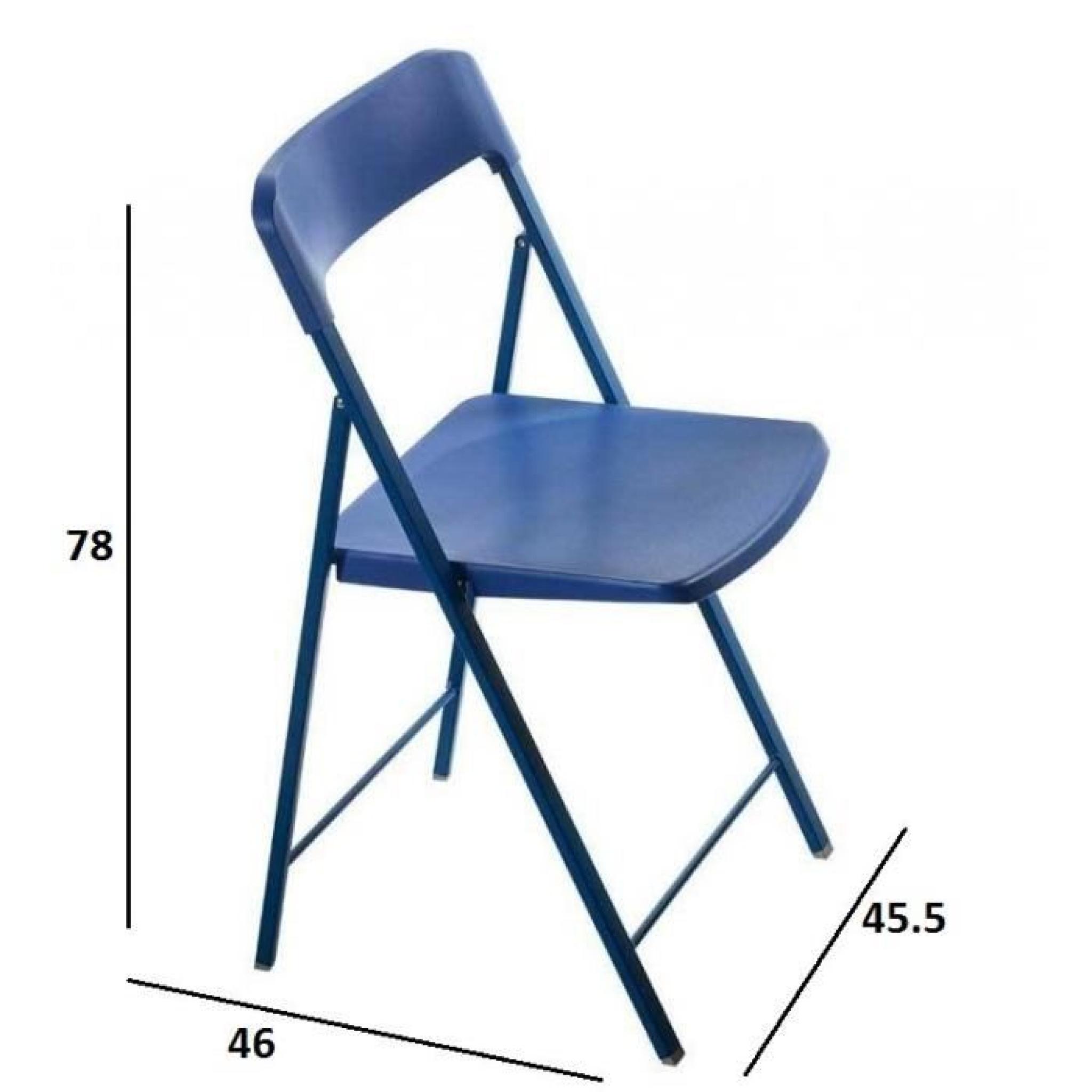 Lot de 2 chaises pliantes KULLY en plastique bleu pas cher