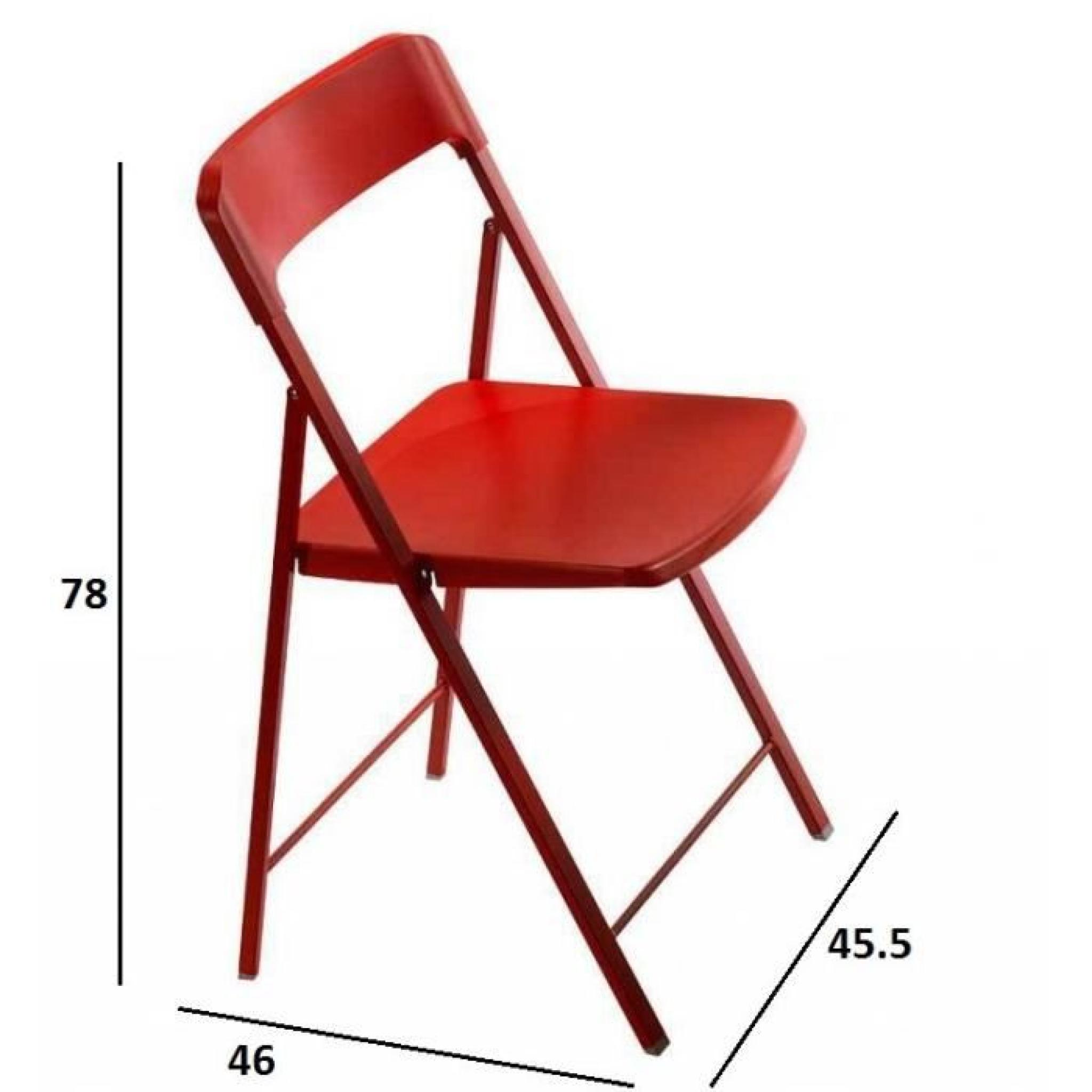 Lot de 2 chaises pliantes KULLY en plastique rouge pas cher