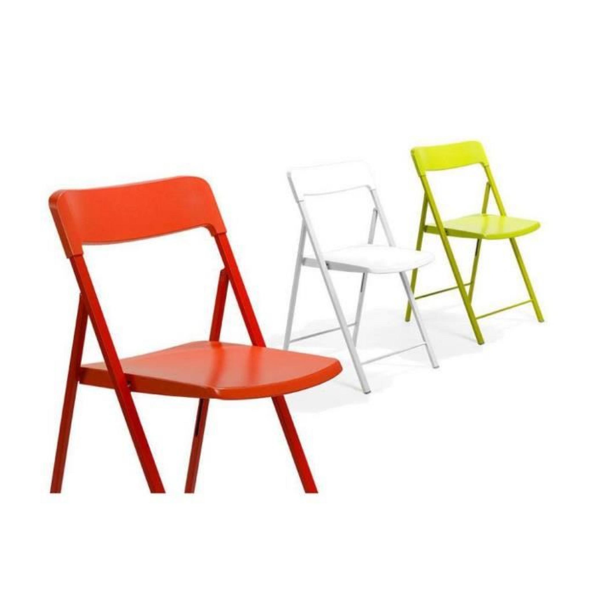 Lot de 2 chaises pliantes KULLY en plastique rouge pas cher