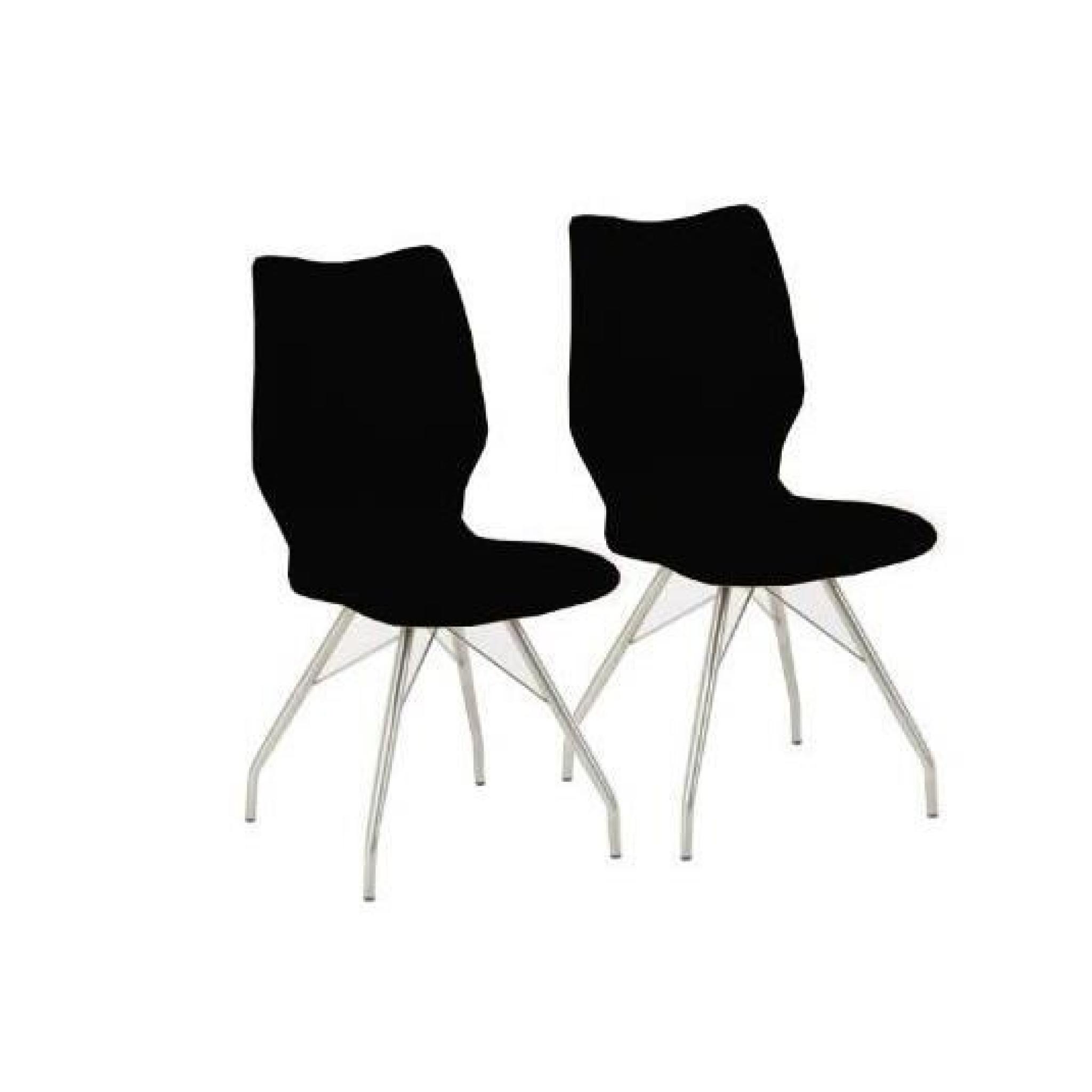 Lot de 2 chaises ROBIN design en PU noir avec piétement en acier 