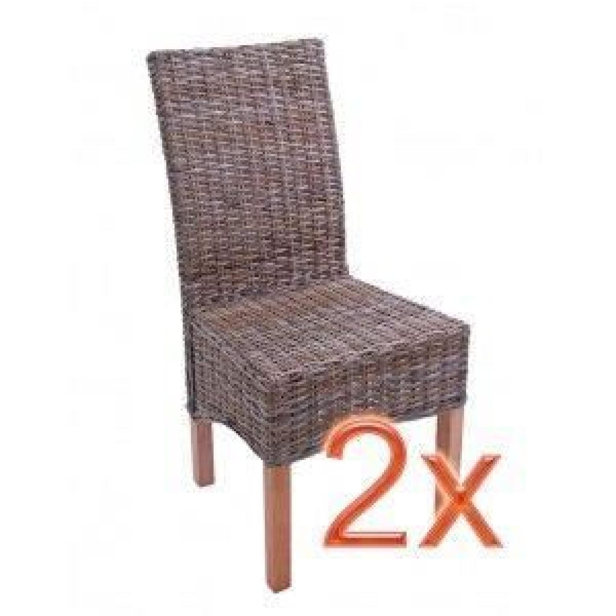 Lot de 2 chaises rotin kubu/bois, 46x50x96cm