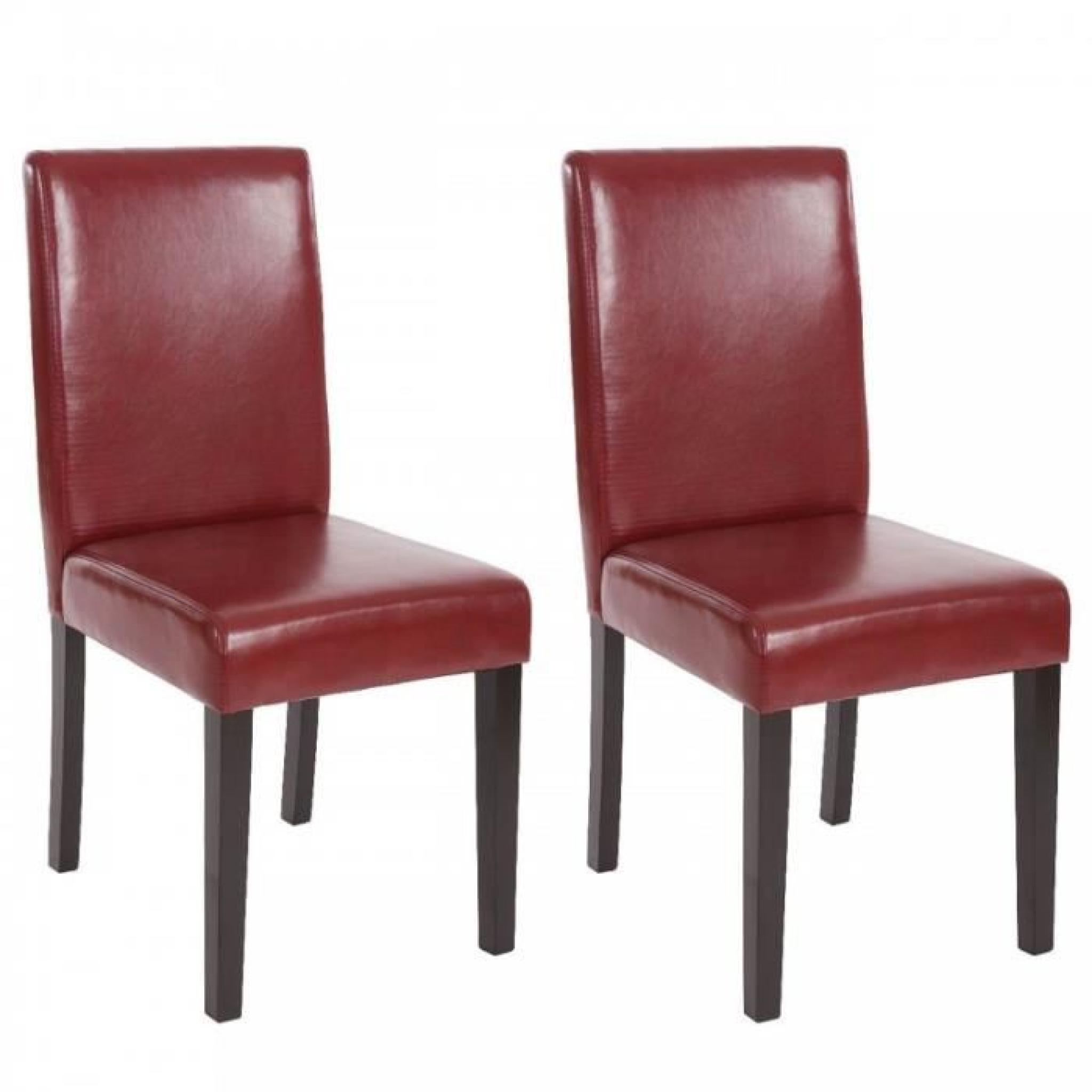 Lot de 2 chaises de salle à manger simili-cuir rouge/brun pieds foncés CDS04033