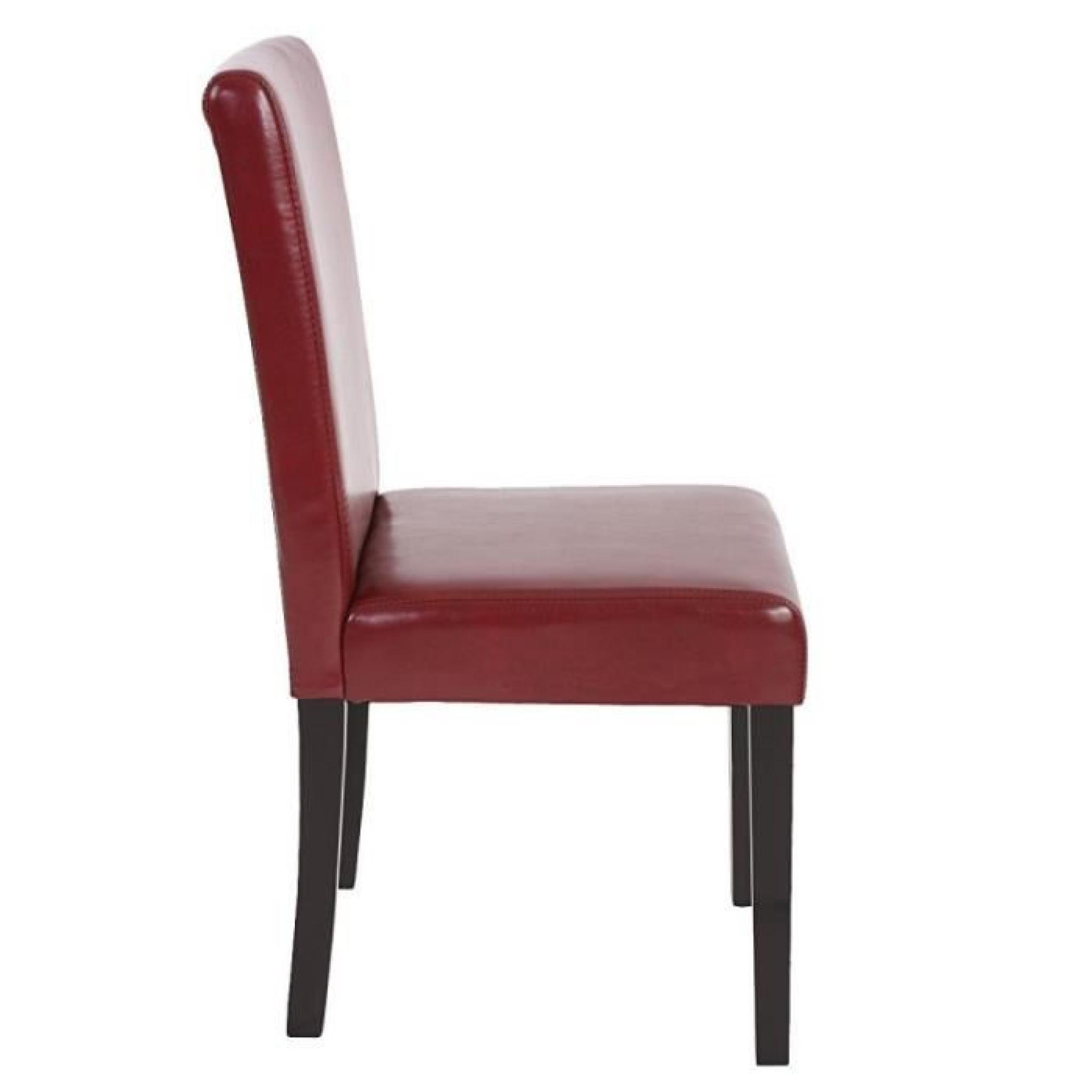 Lot de 2 chaises de salle à manger simili-cuir rouge/brun pieds foncés CDS04033 pas cher