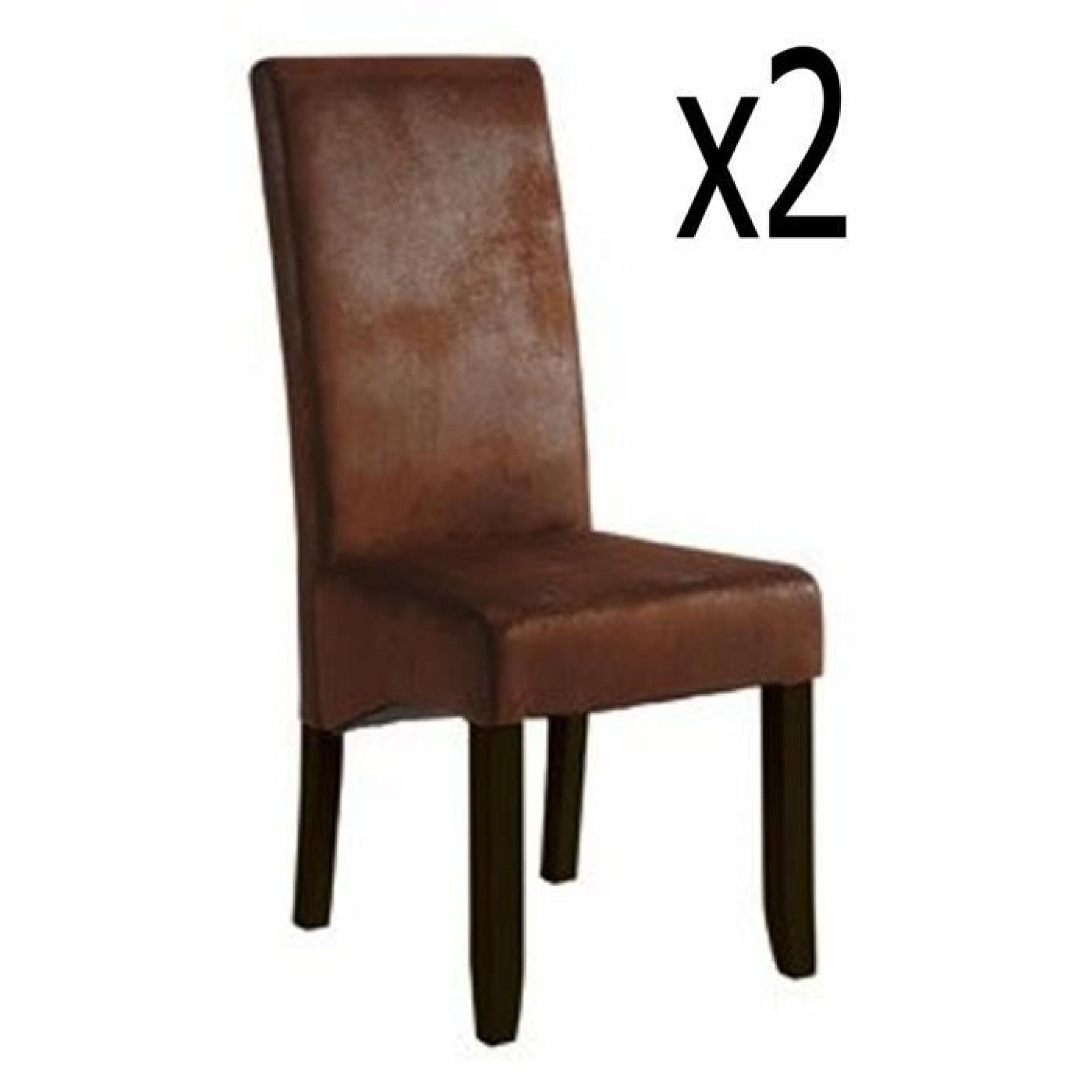 Lot de 2 Chaises SAGUA marron pour salle à manger, 46 x 108 x 60 cm