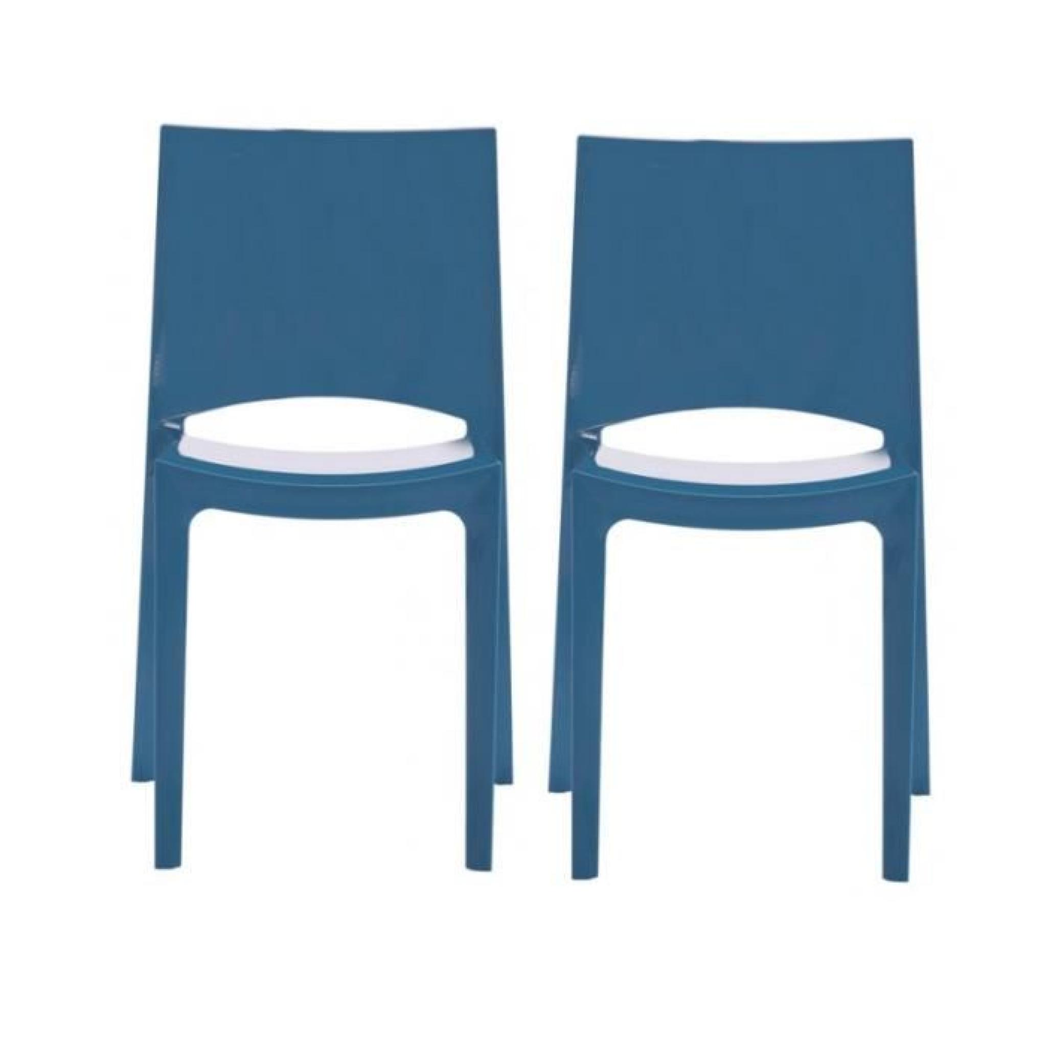Lot de 2 chaises SUNSHINE empilable design bleu brillant