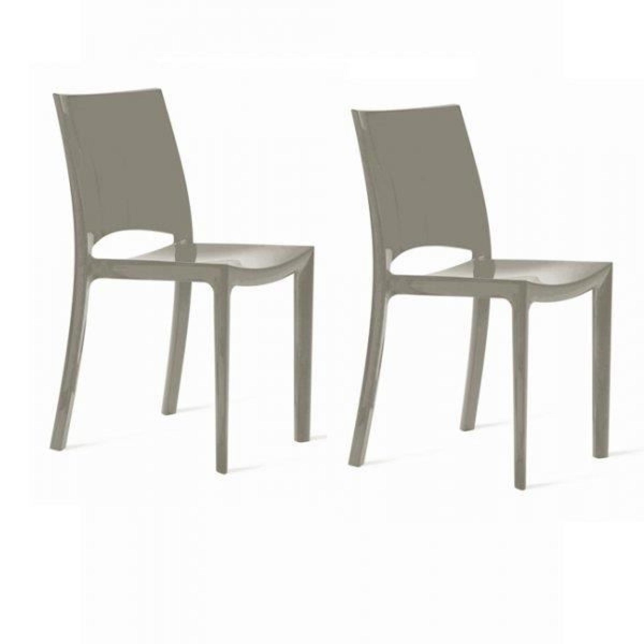 Lot de 2 chaises SUNSHINE empilable design gris brillant