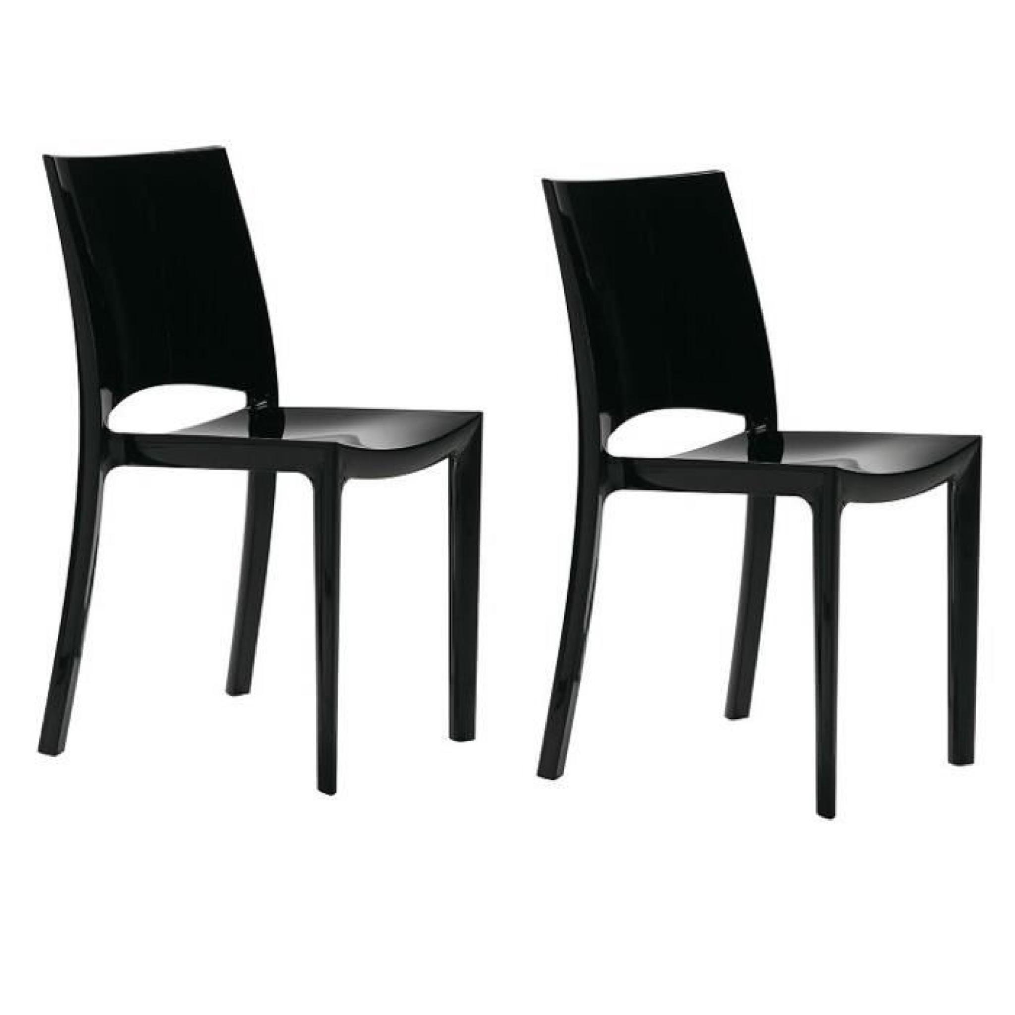 Lot de 2 chaises SUNSHINE empilable design noir brillant
