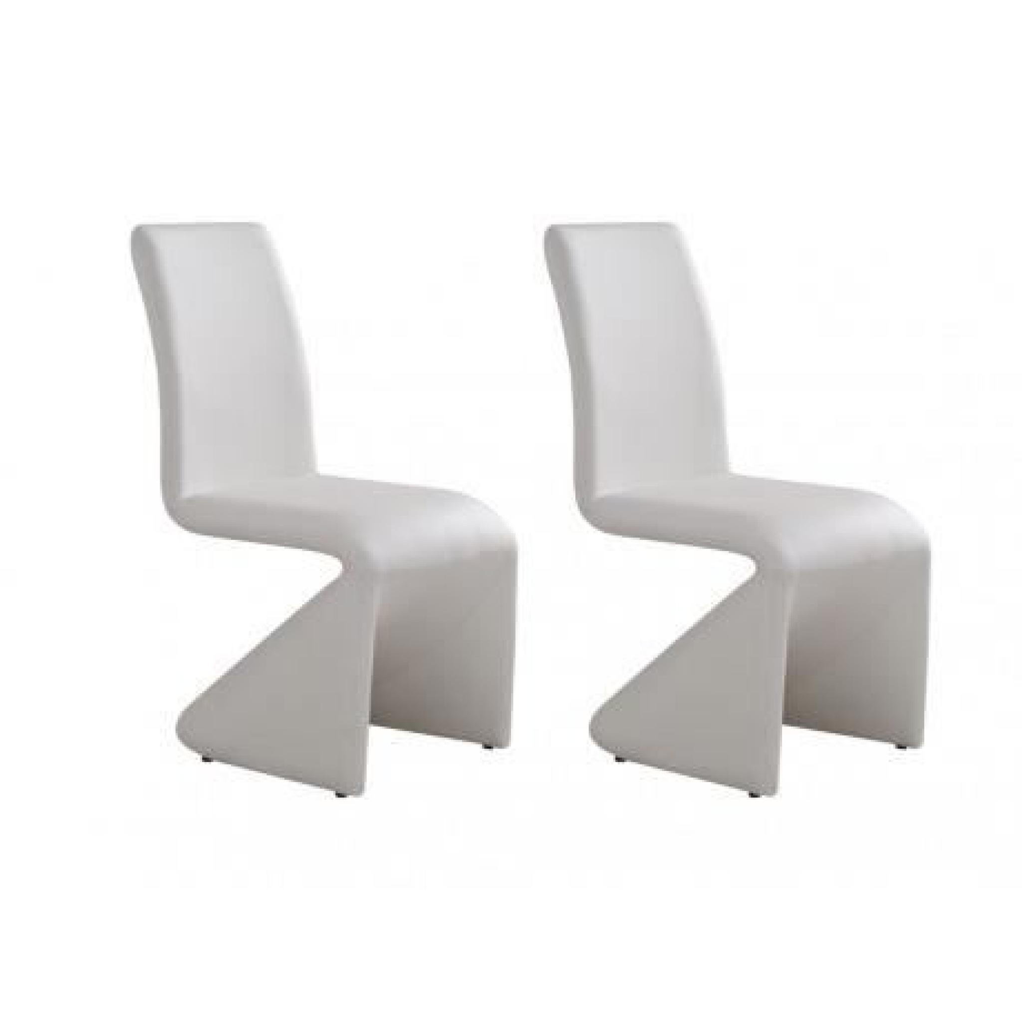 Lot de 2 chaises WONKA - Simili - Blanc