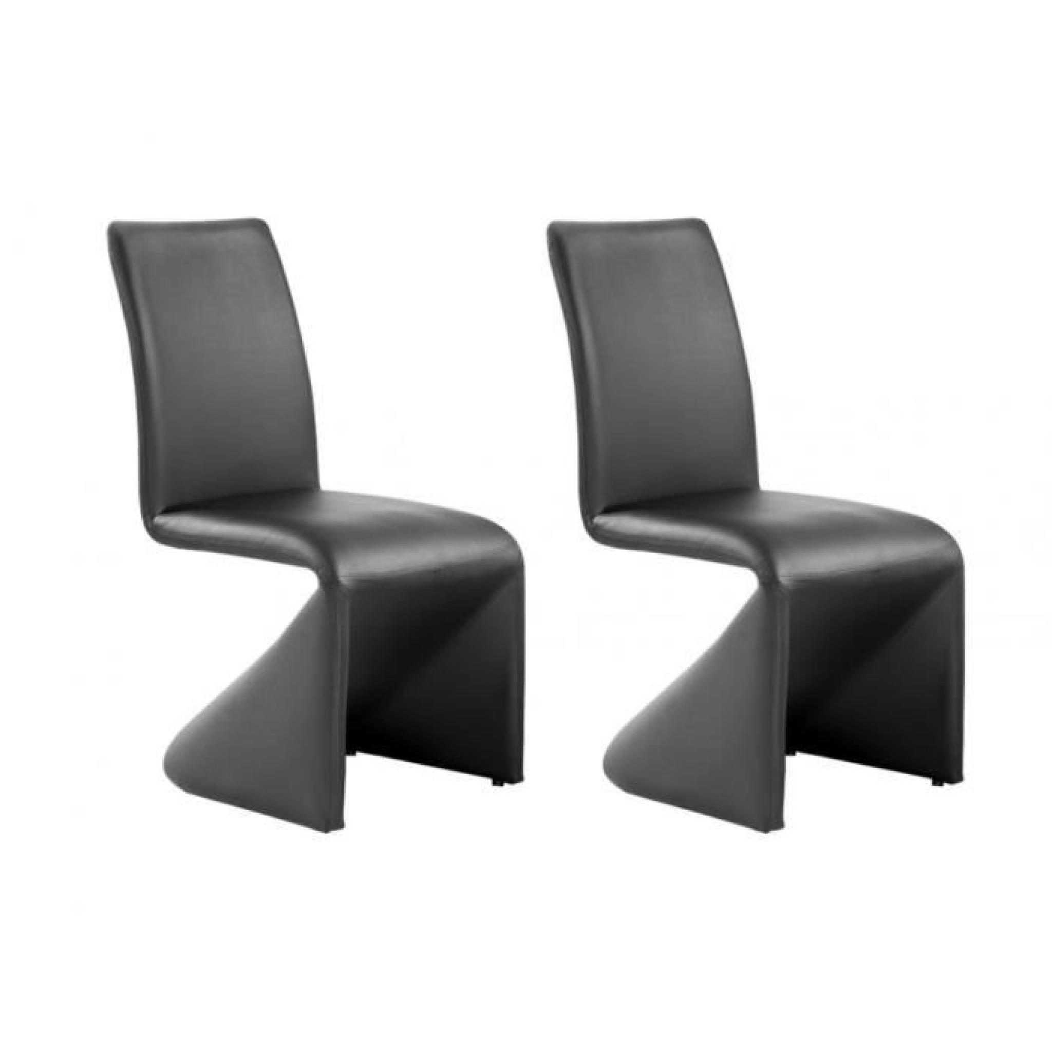 Lot de 2 chaises WONKA - Simili - Noir  pas cher