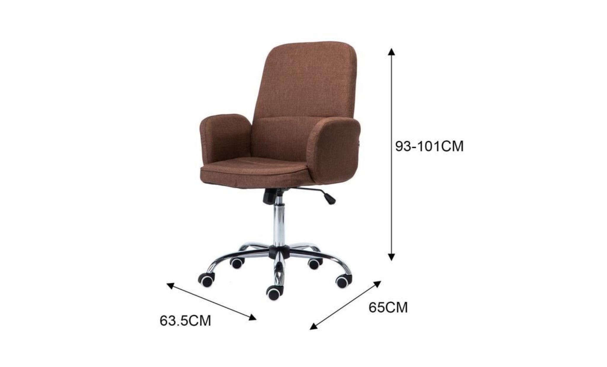 lot de 2 fauteuil de bureau pivotante 360 degrés hauteur réglable siège souple et comfortable marron pas cher