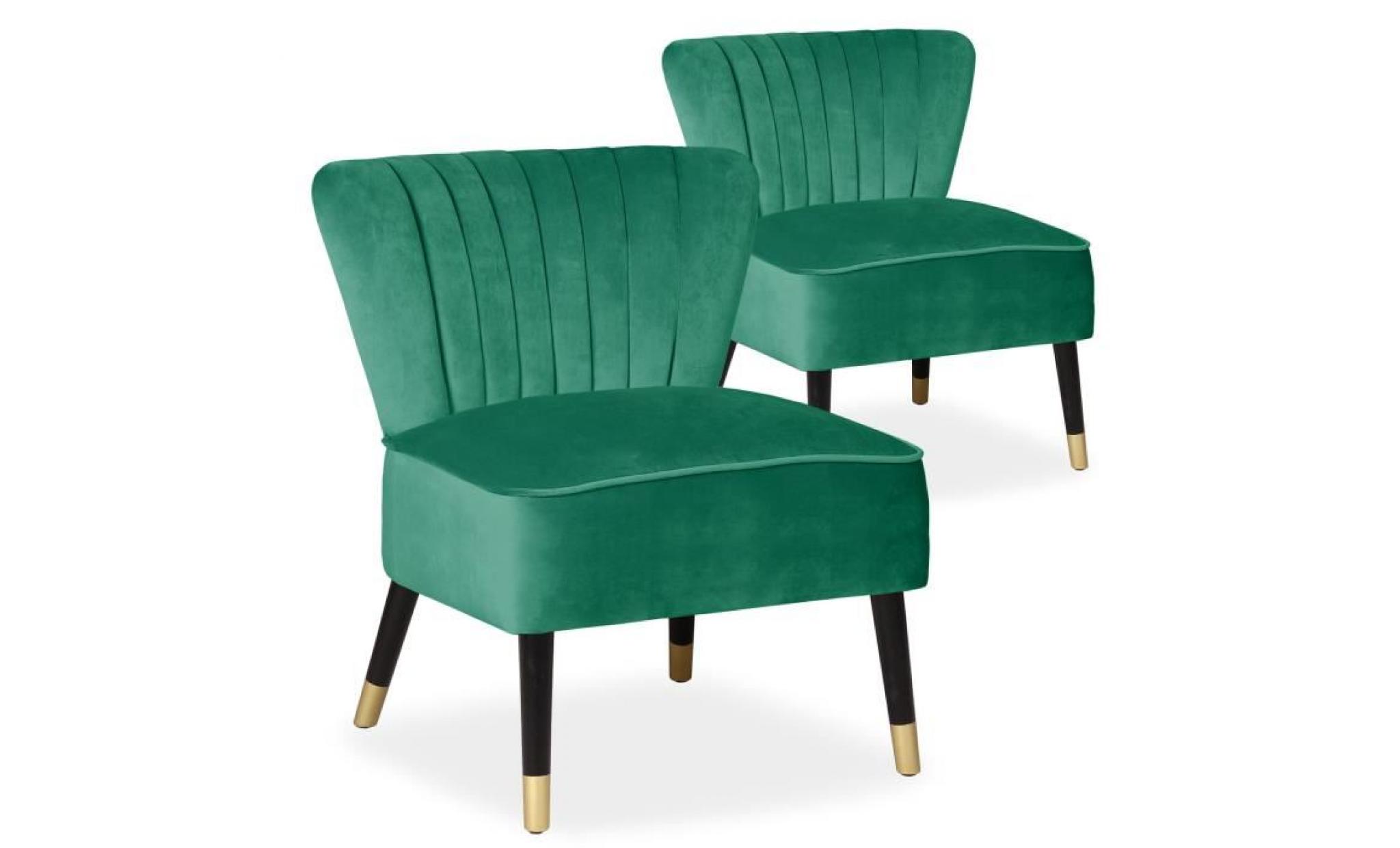 lot de 2 fauteuils alma velours vert