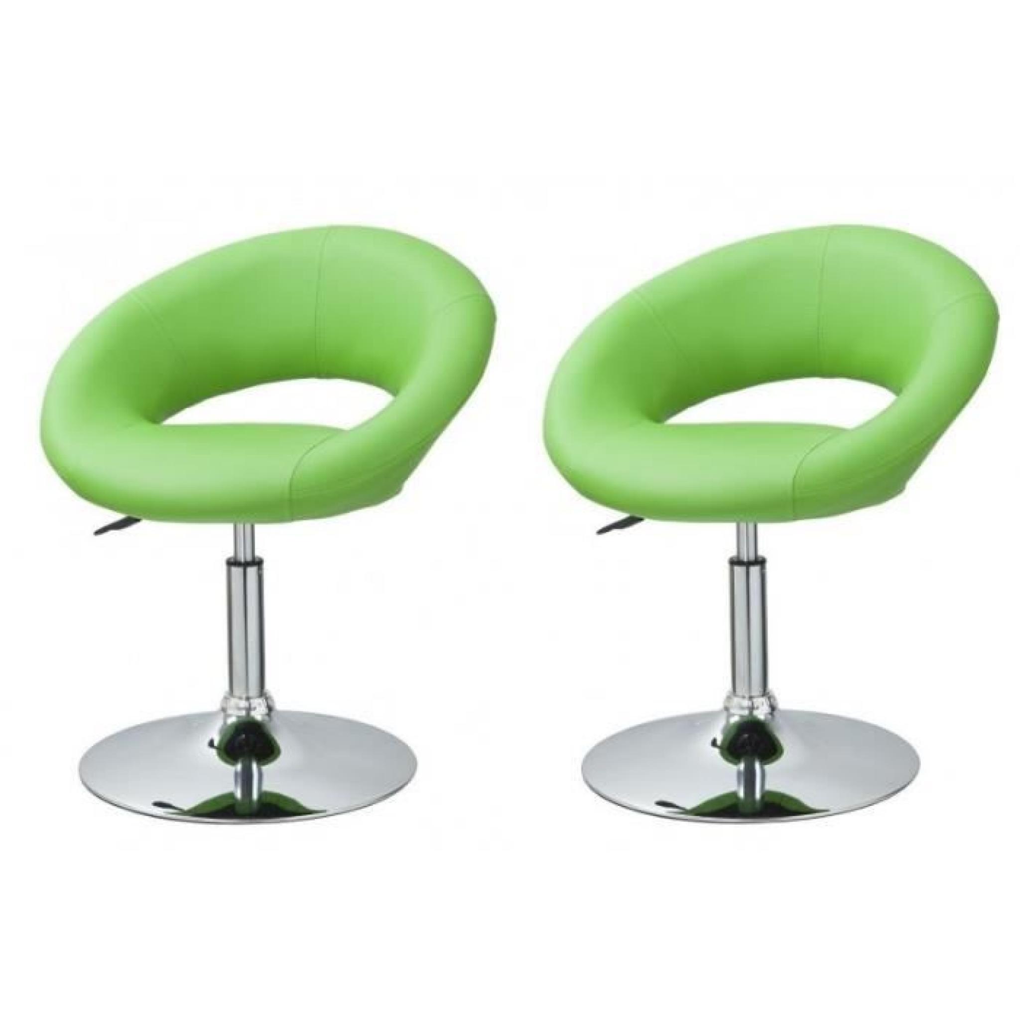 Lot de 2 fauteuils chaises de salle à manger simili-cuir vert CDS09010