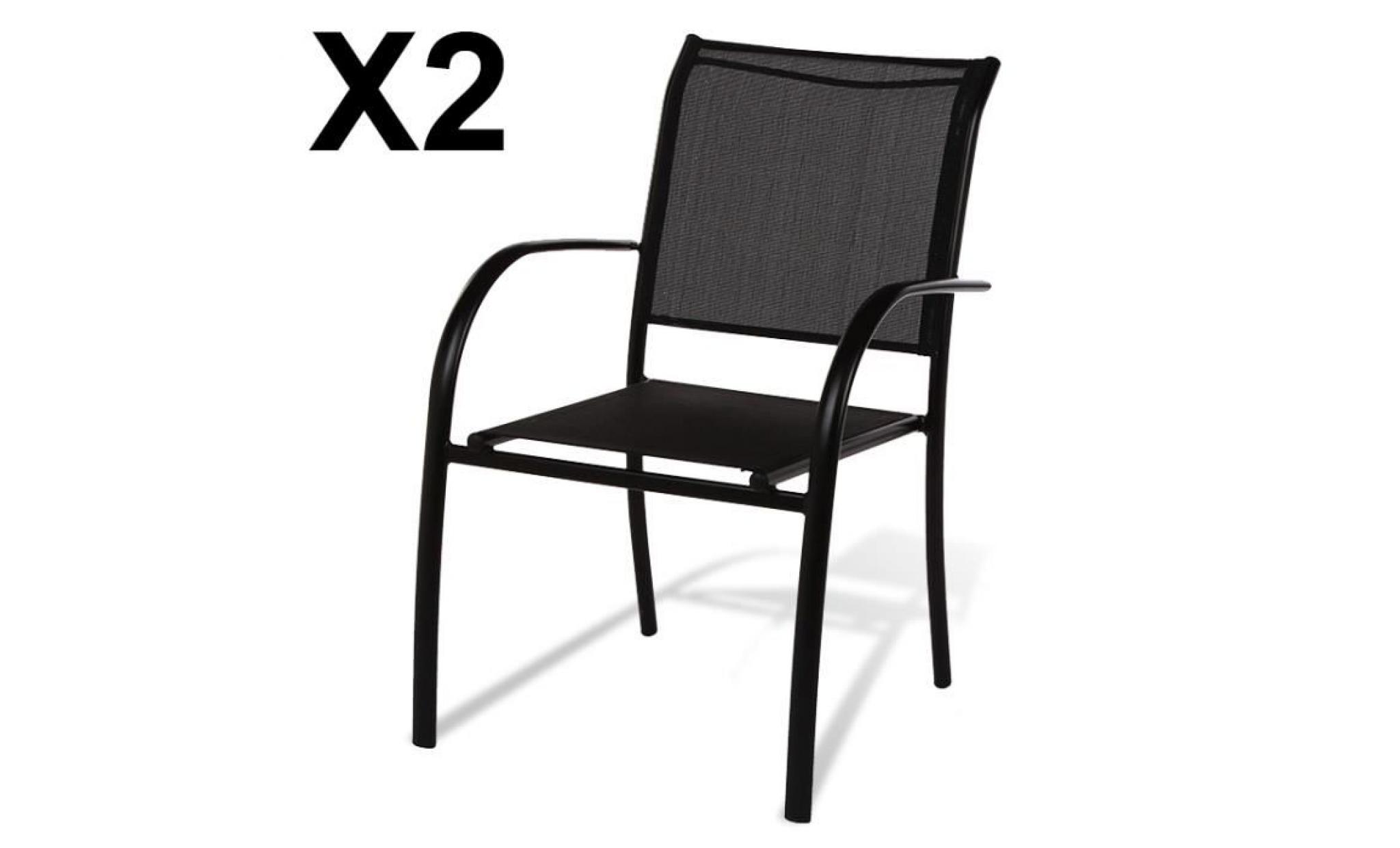 lot de 2 fauteuils empilable anita noir   dim : 65 x 56 x 86 cm