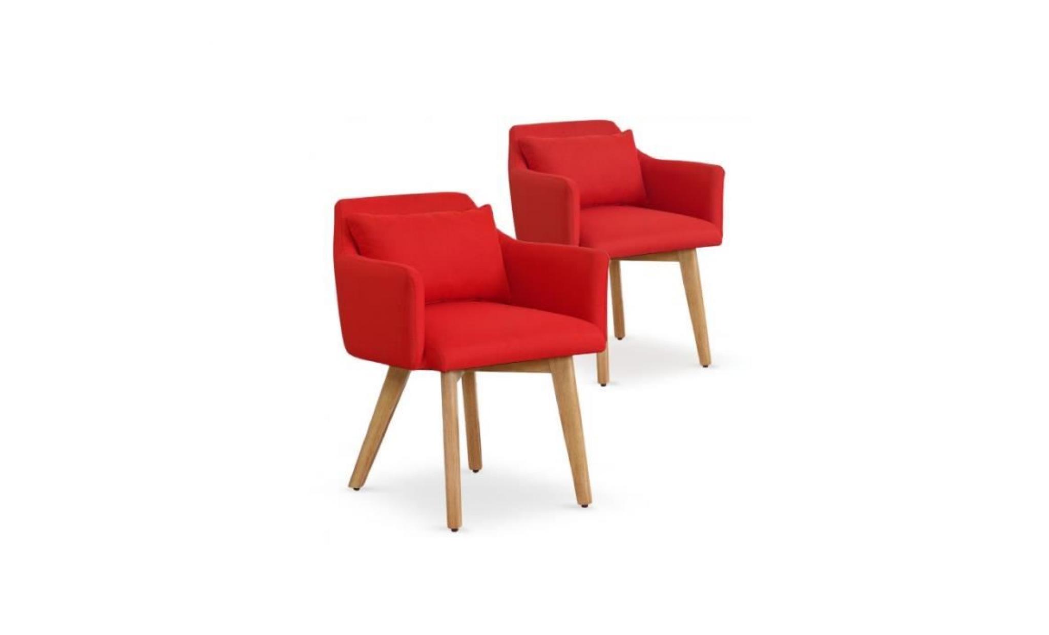 lot de 2 fauteuils scandinaves gybson tissu rouge