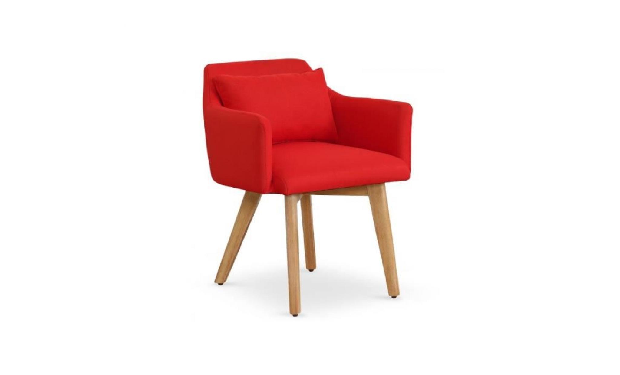 lot de 2 fauteuils scandinaves gybson tissu rouge pas cher