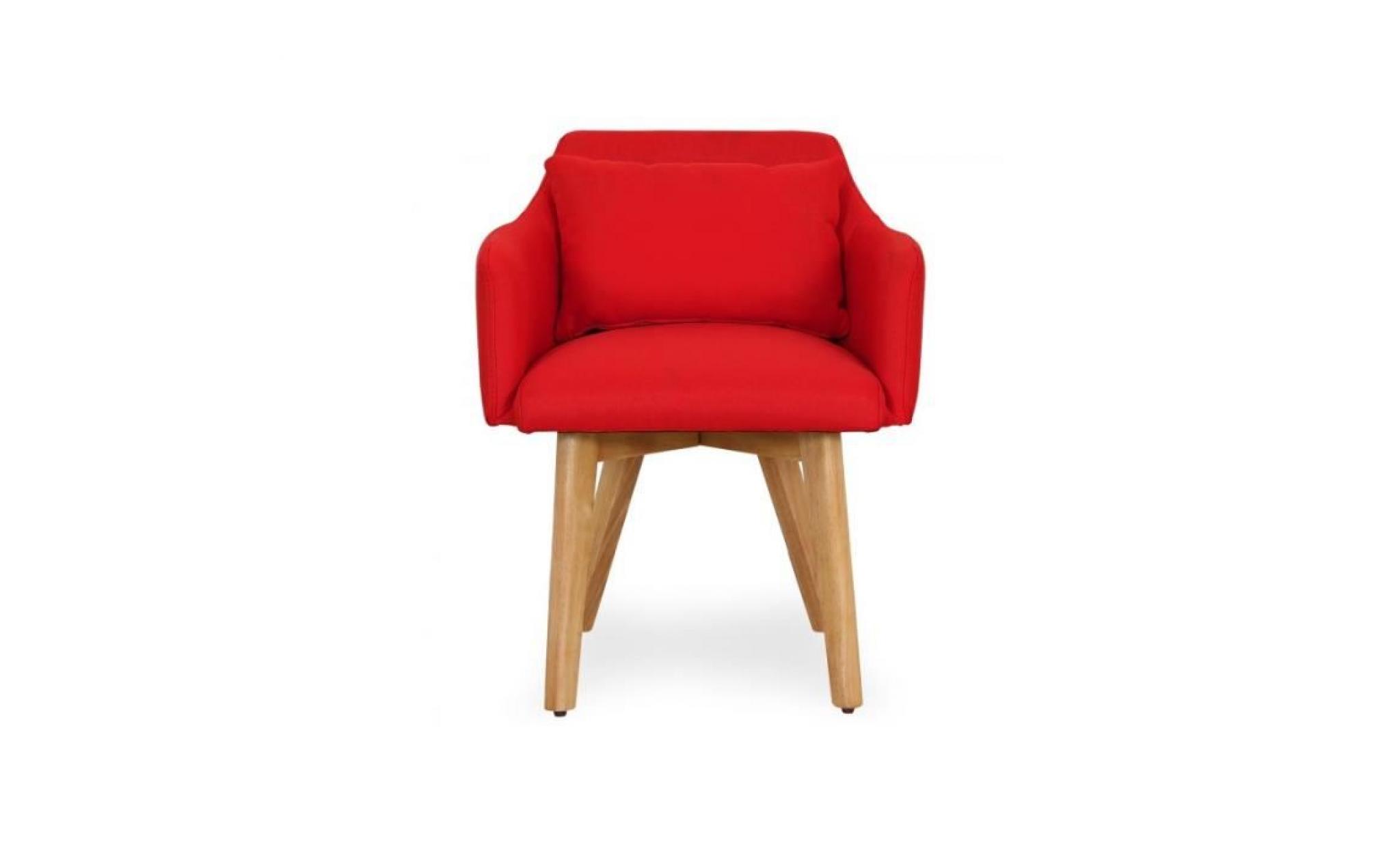 lot de 2 fauteuils scandinaves gybson tissu rouge pas cher