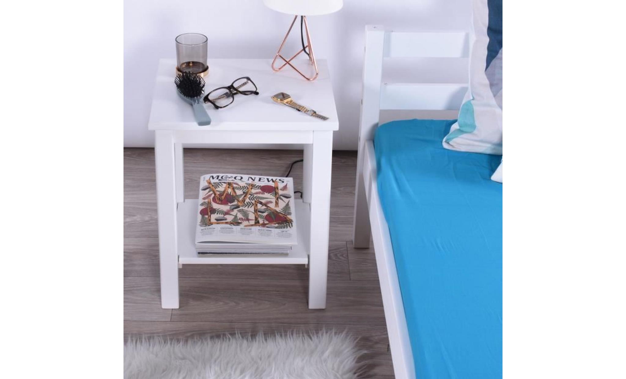 lot de 2 tables de chevet blanc   tables de nuit scandinaves  en bois   homy casa   avec rangement   38 x 31.5 x 47.3 cm pas cher