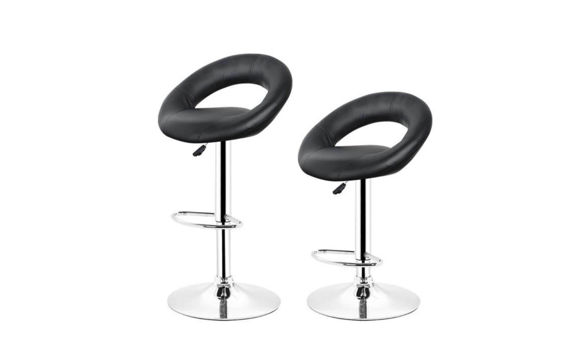 lot de 2 tabouret de bar  chaise de bar  noir rotatif à 360 °