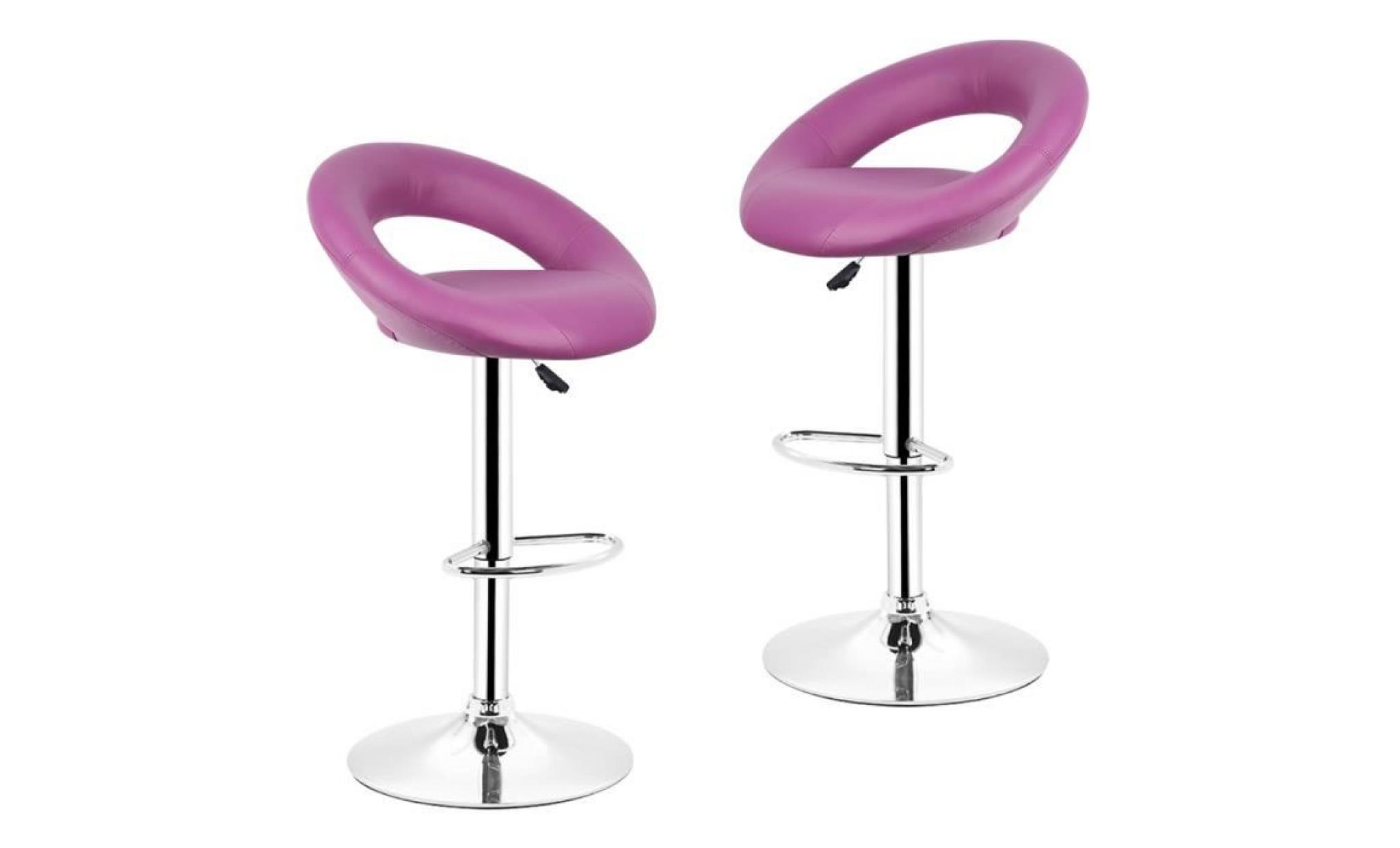 lot de 2 tabouret de bar  chaise de bar  violet rotatif à 360 ° pas cher