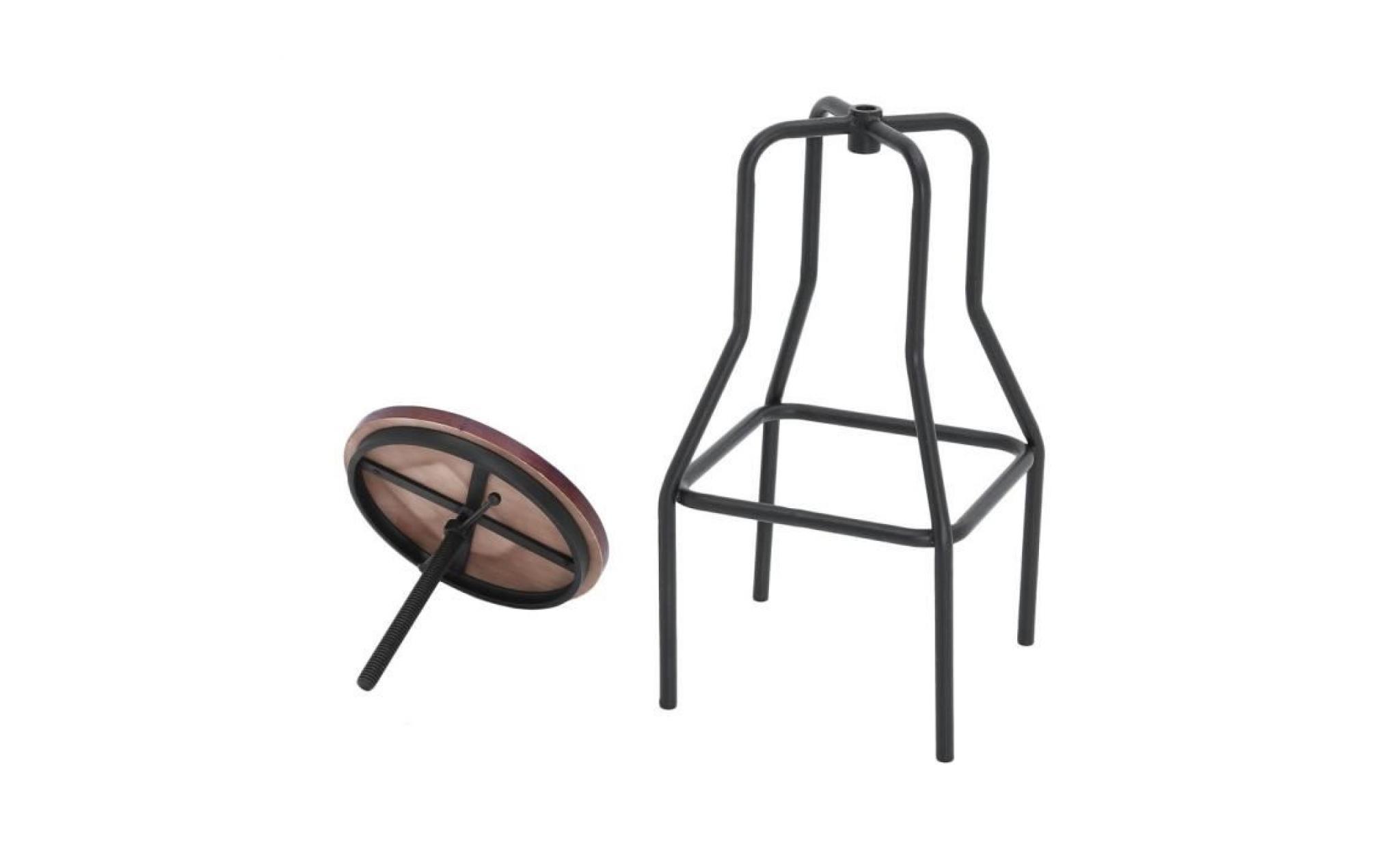 lot de 2 tabourets de bar chaises de bar vintage industriel hauteur réglable en bois métal pas cher