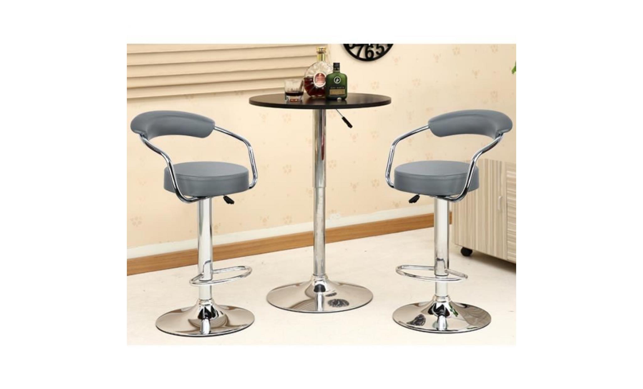 lot de 2 tabourets de bar, chaise de bar  pu gris pivotante ergonomique réglable