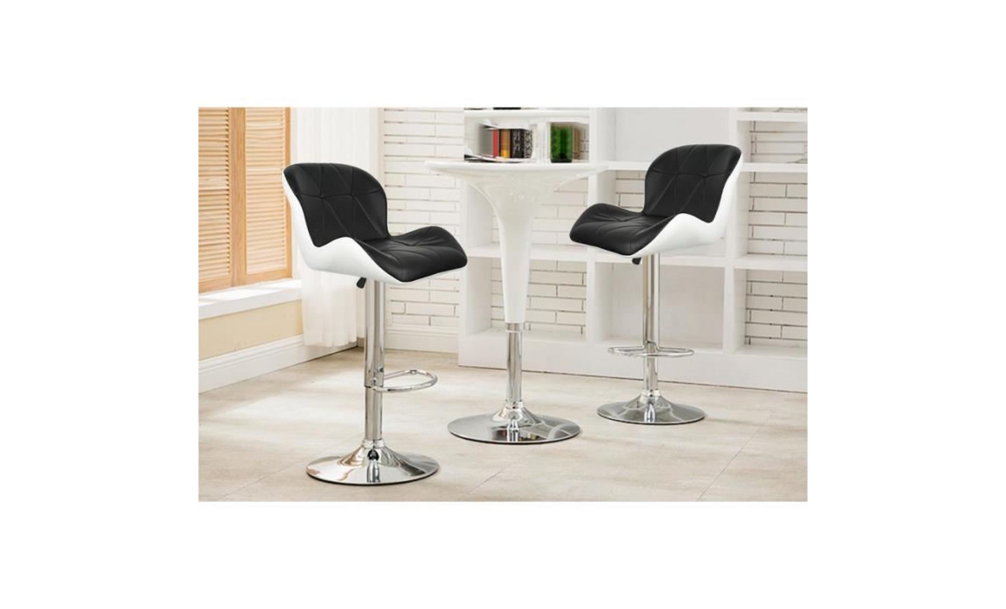 lot de 2 tabourets de bar,chaise moderne stools à la cuisine en faux cuir nouvelle chaise pu cuir noir blanc