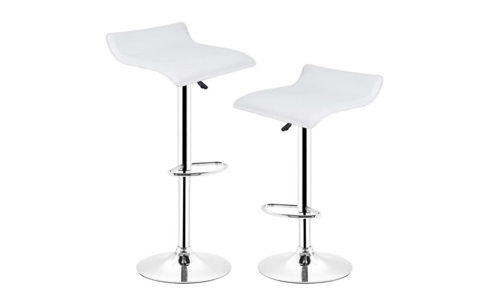 lot de 2 tabourets de bar/chaises de bar style simple reglable blanc