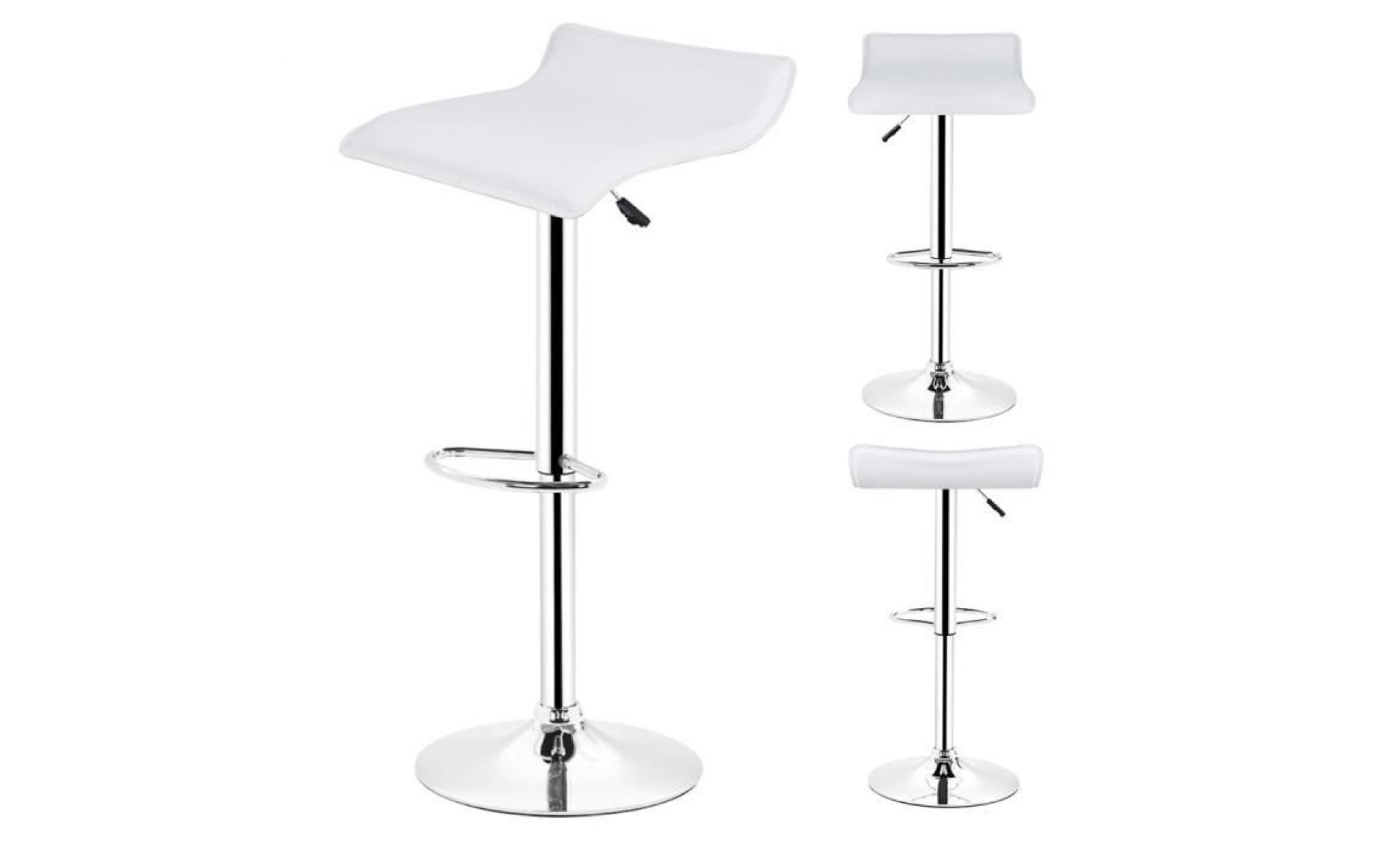 lot de 2 tabourets de bar/chaises de bar style simple reglable blanc pas cher