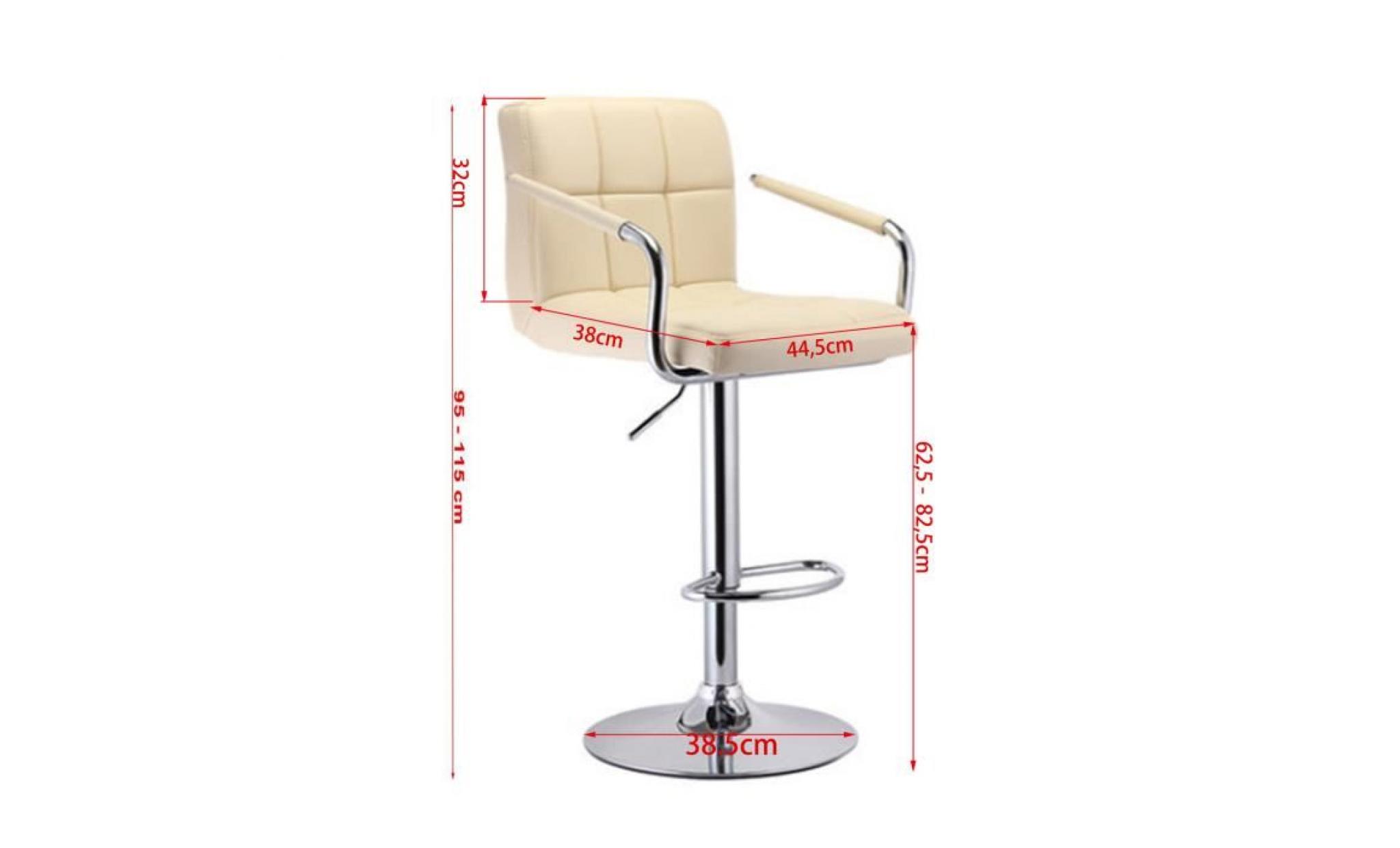 lot de 2 tabourets de bar haut chaise de bar pu chrome hauteur réglable rotative à 360° pas cher