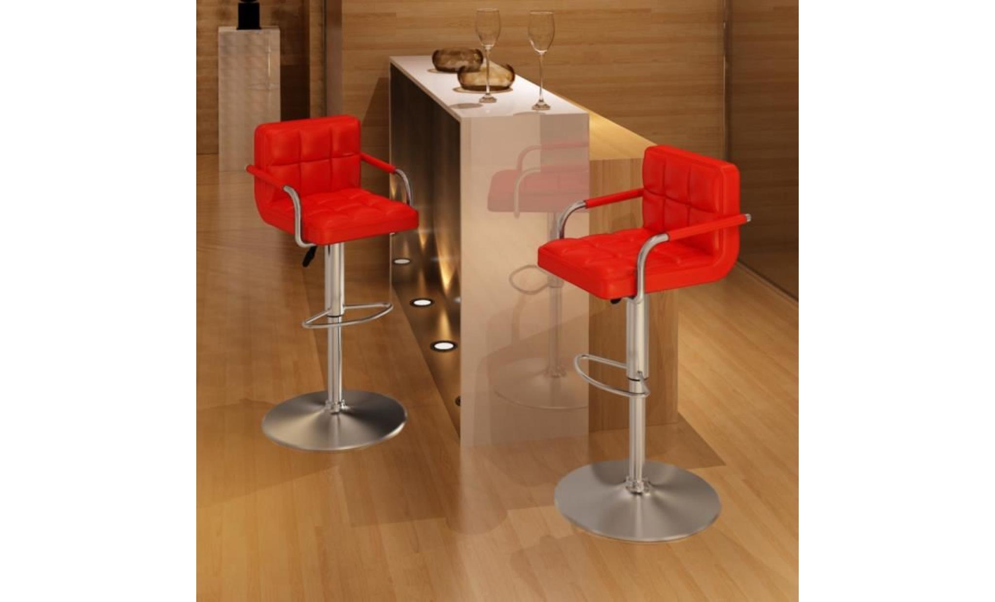 lot de 2 tabourets de bar rouges avec accoudoirs confortable ergonomique durable pour bistrot salon