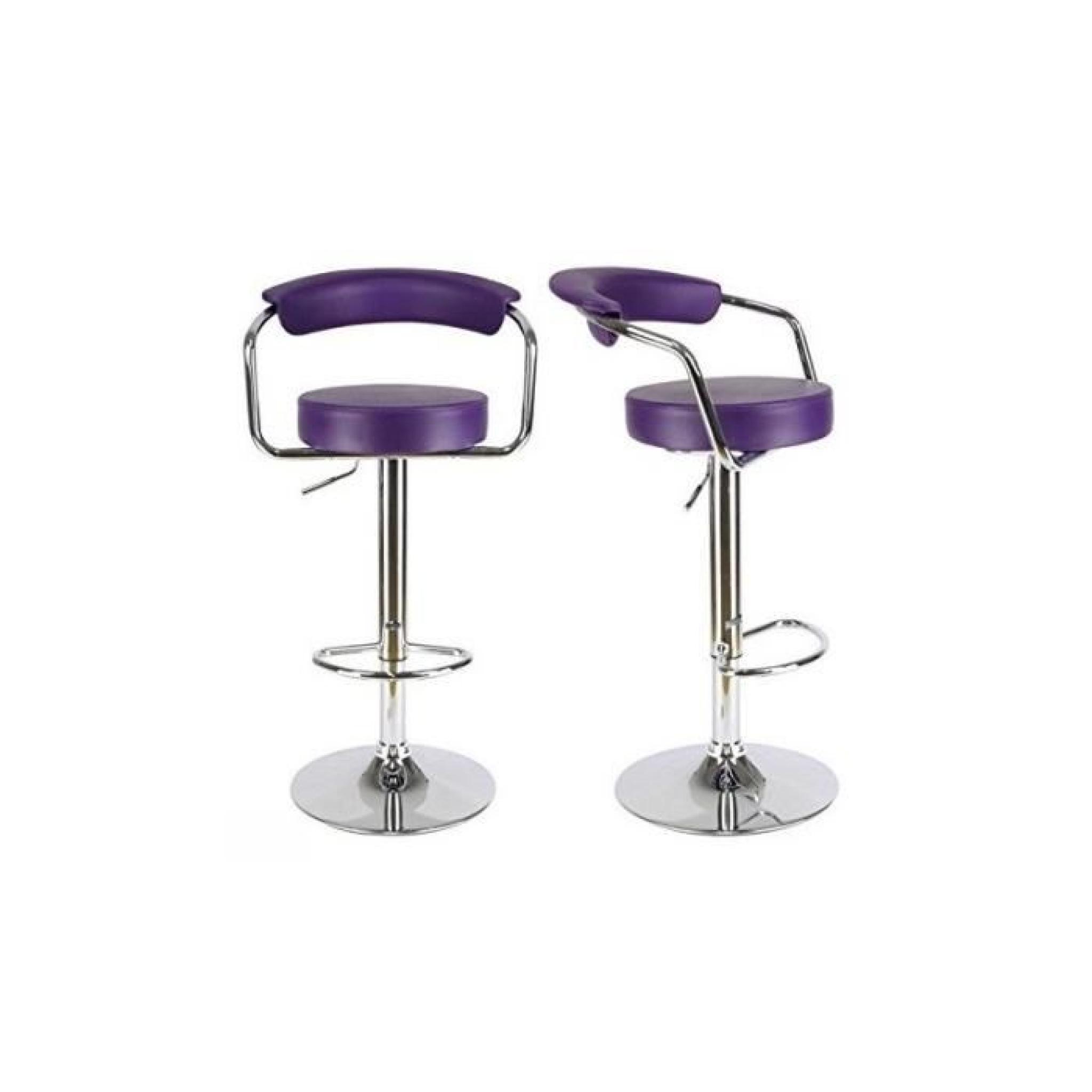 Lot de 2 tabourets de bar design hauteur réglable violet TDB09119