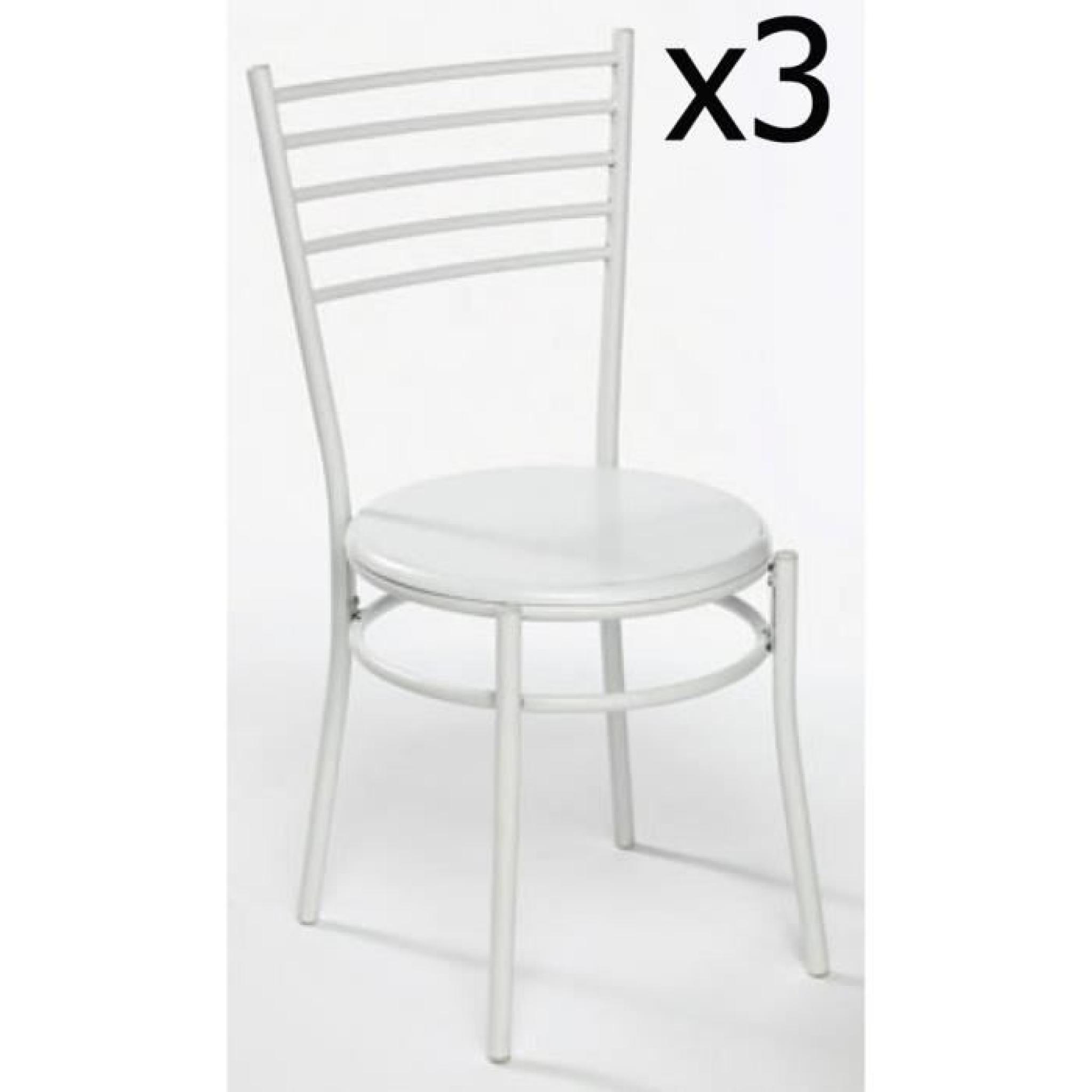 Lot de 3 Chaises de cuisine en Blanc, L41,5 x P44 x H85 cm