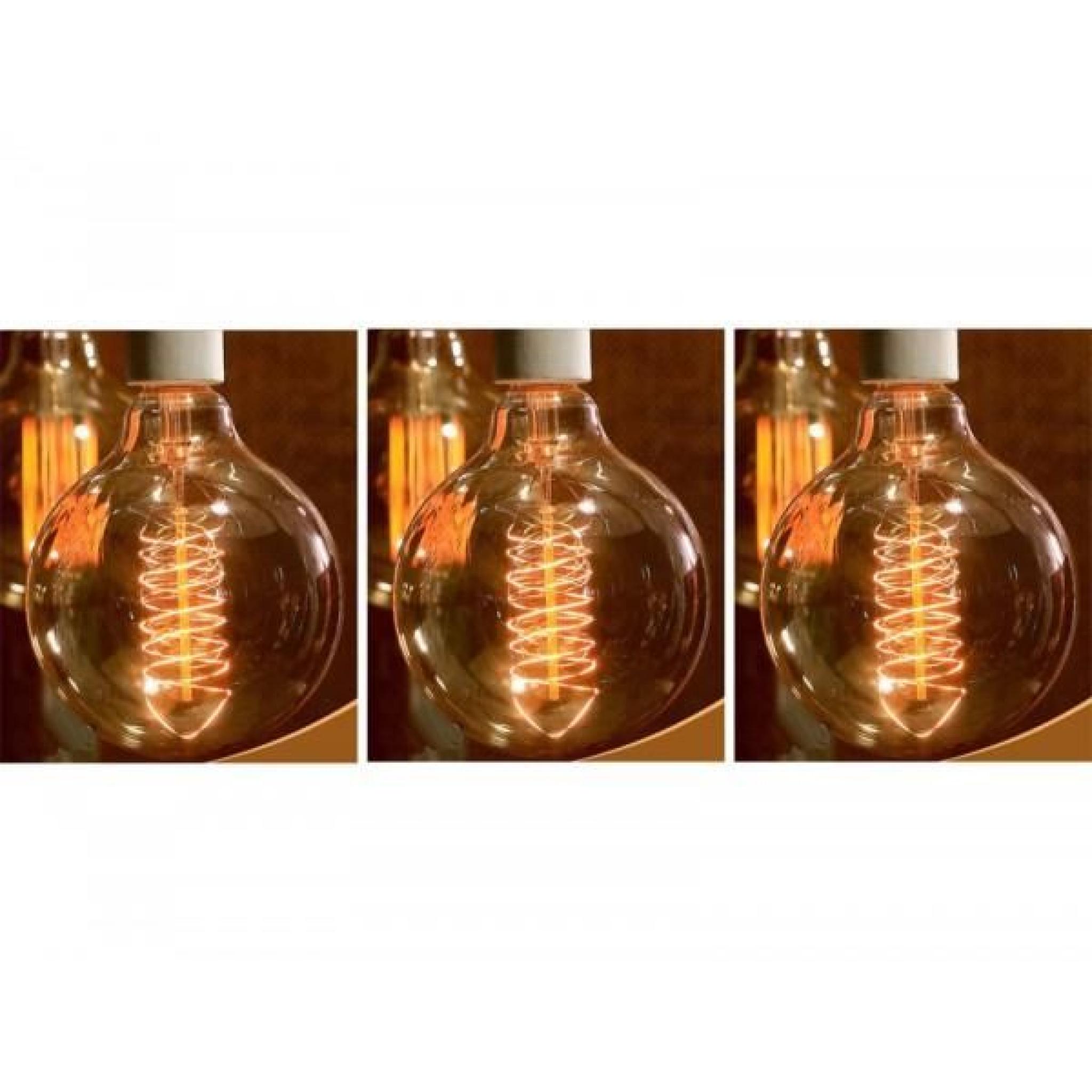 Lot de 3 Lampes vintage bulb Edison E14 G45 Spirale
