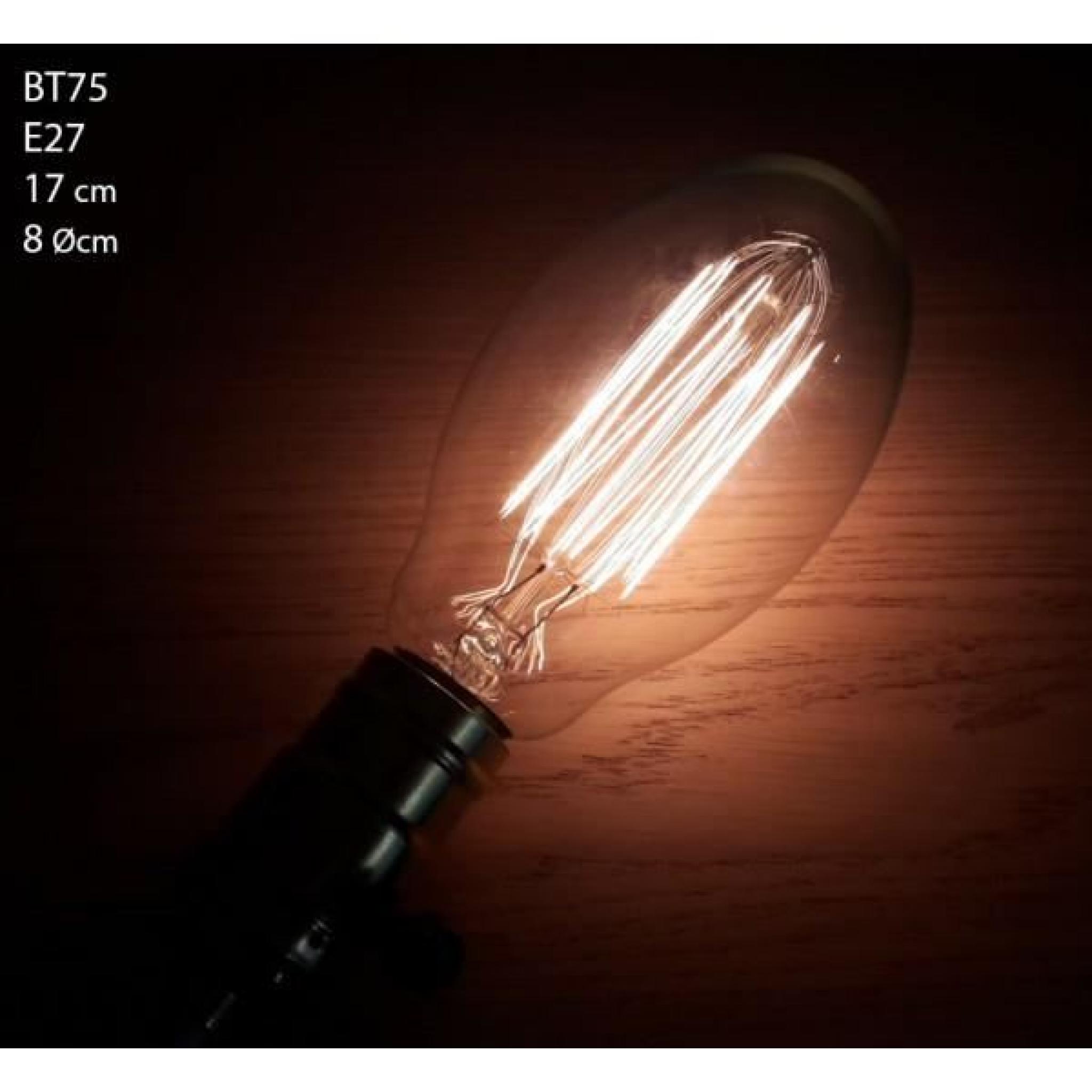 Lot de 3 Lampes vintage bulb Edison E27 BT75 pas cher