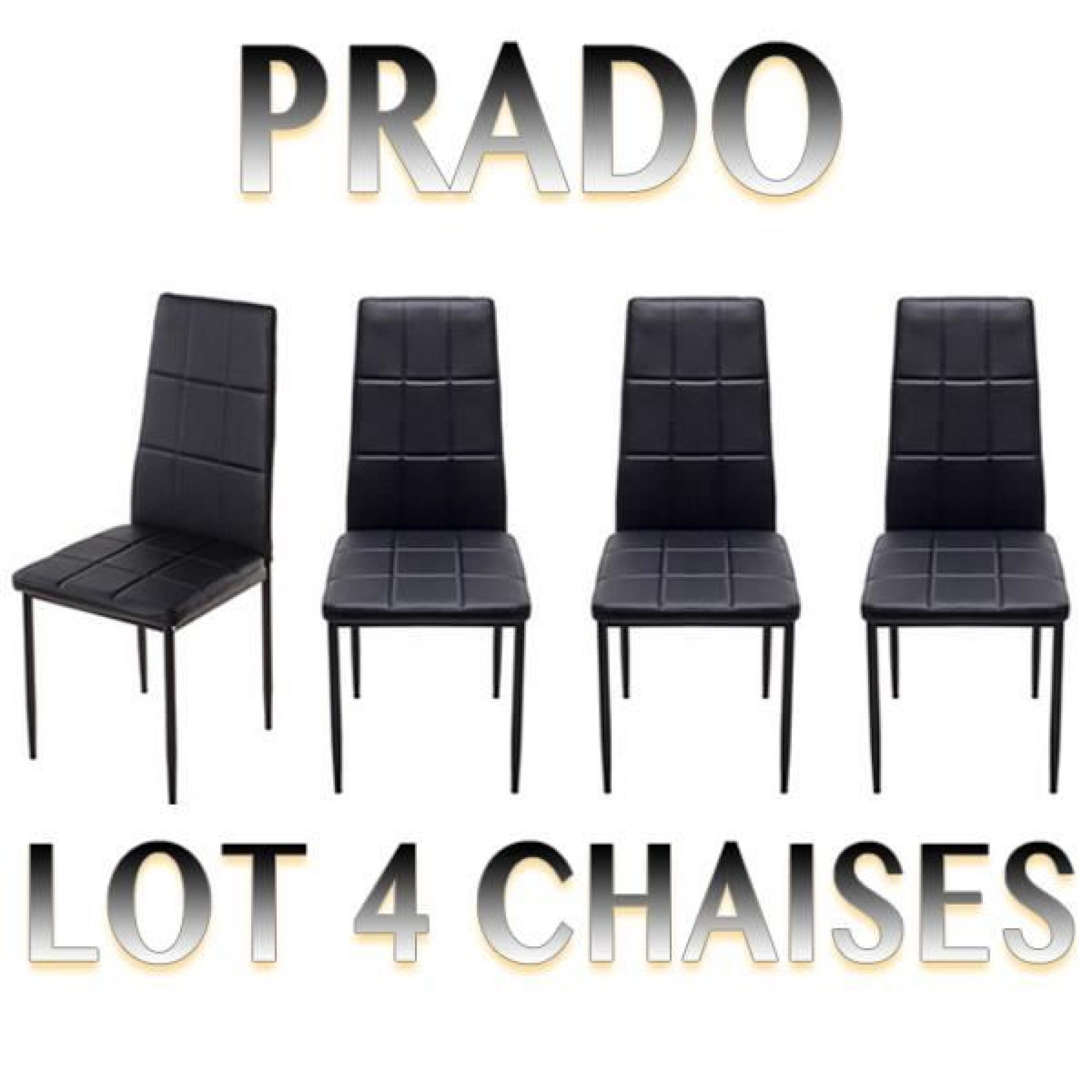 Lot de 4 belles chaises design PRADO Noirs en simili cuir pour maison  salle conférence
