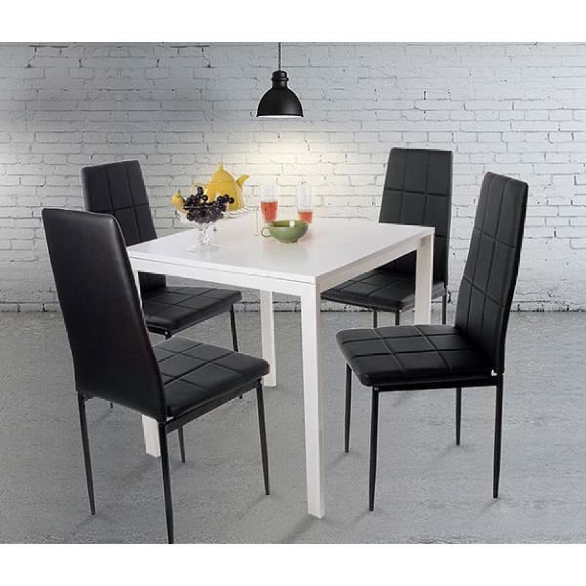 Lot de 4 belles chaises design PRADO Noirs en simili cuir pour maison  salle conférence pas cher