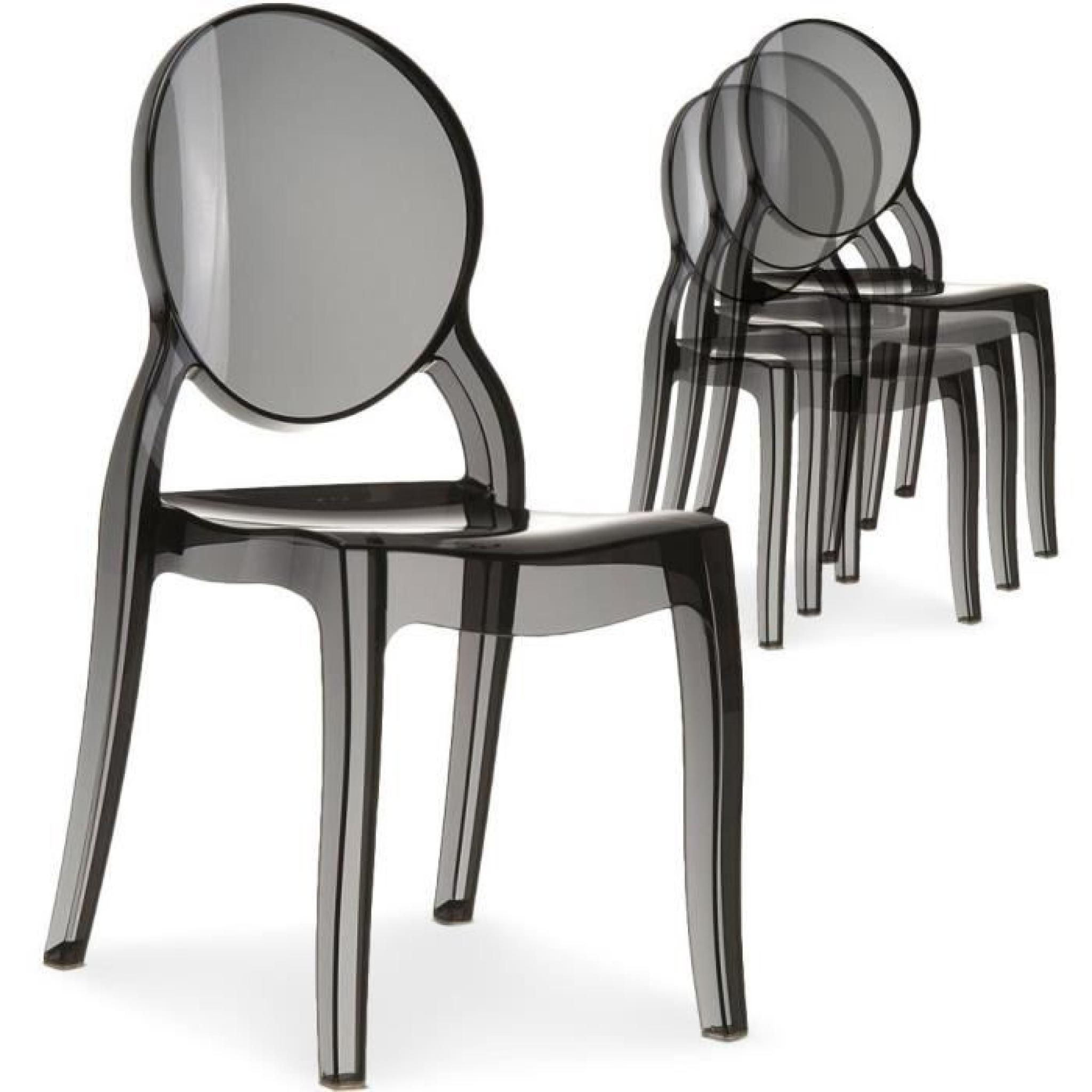 Lot de 4 chaise design PESTO en plexiglas fumée